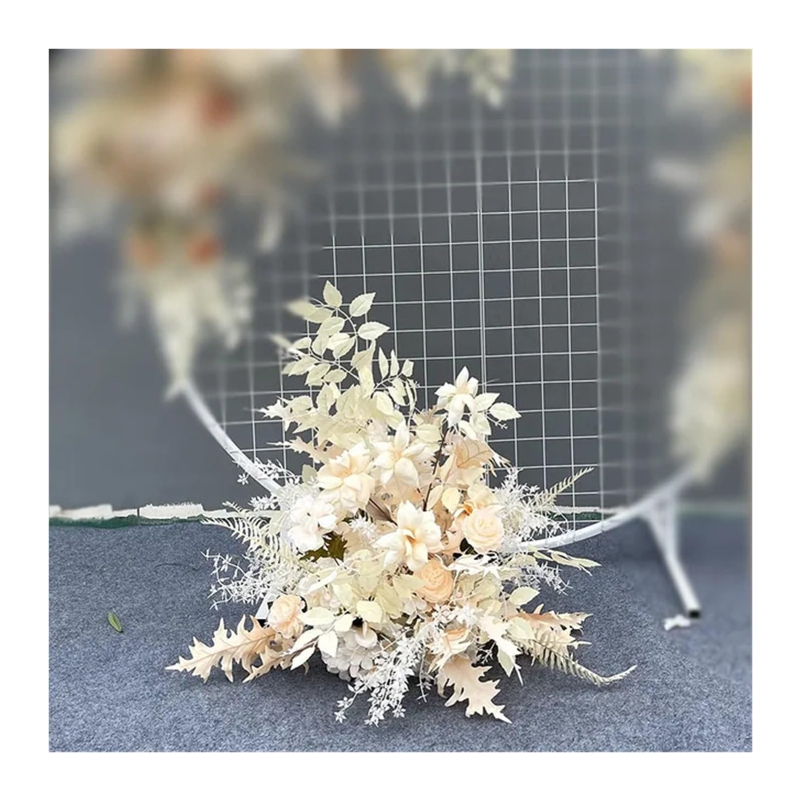Flower Arch Wedding Flower Simulation Artificia Silk Flowers Arch Round Art Window Decoration Props T Stage Leaf Hanging(Color11 S)