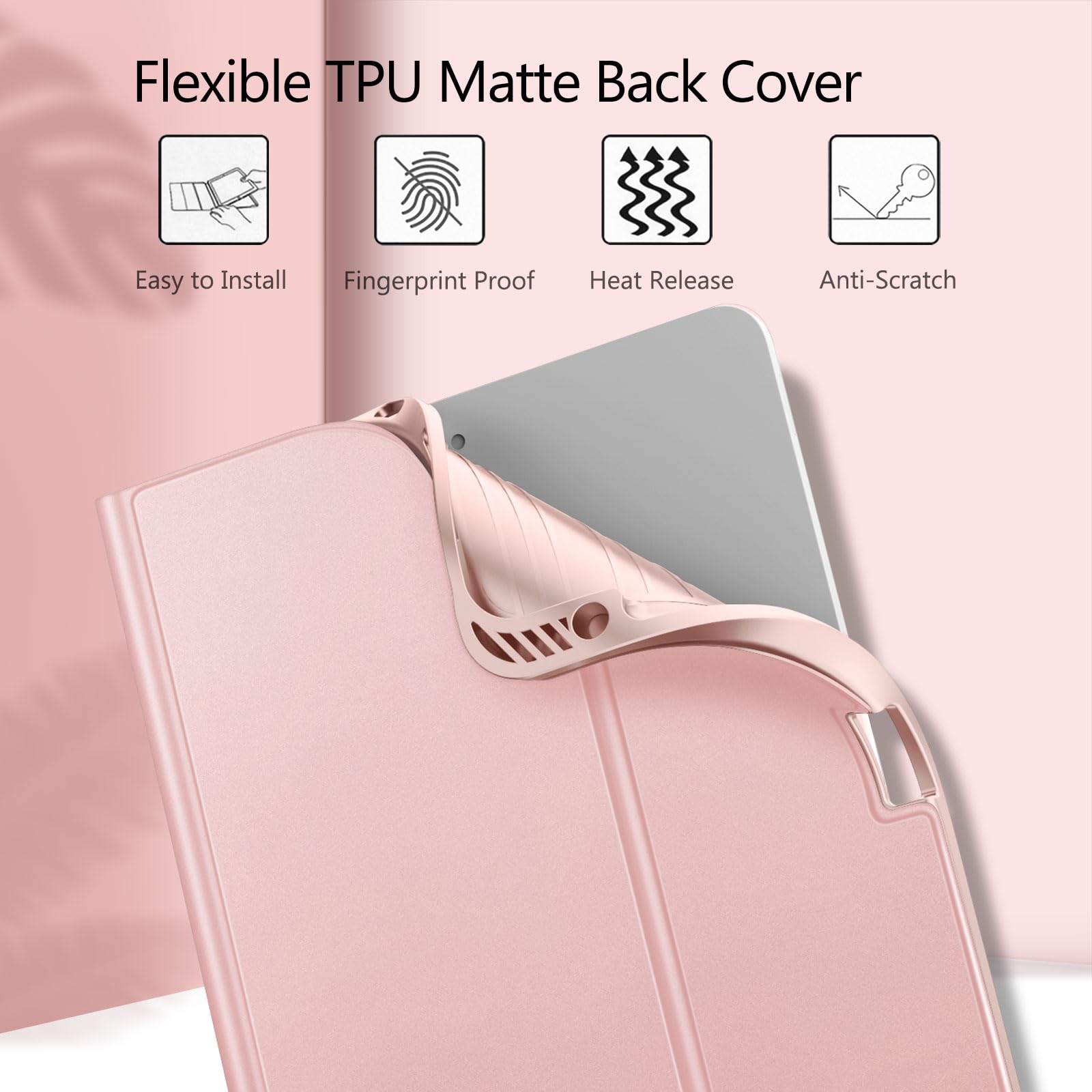 FINTIE Clavier pour iPad Air 11 Pouces M4/M3/M2 (2026/2025/2024) et iPad Air 5/4 10.9” (2022/2020), Clavier AZERTY sans Fil, Housse Multipositions avec Rangement de Stylet, Rose