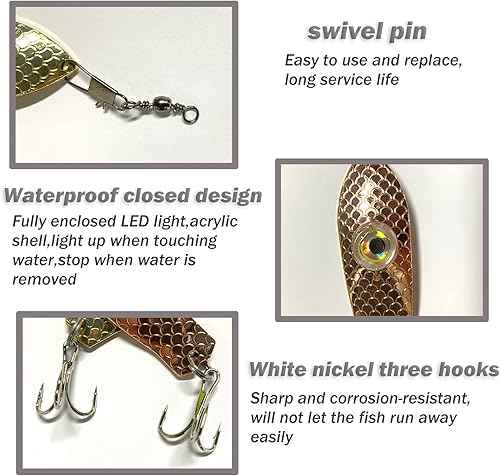 Miniatura 2 de Kit de señuelos de pesca LED, 24 piezas de luces de pesca de caída profunda, luces de pesca LED estroboscópicas intermitentes, señuelos de lubina