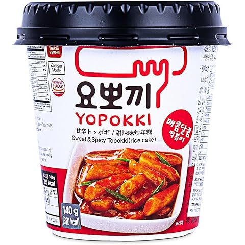 Young Poong Yopokki Tteokbokki Cup Traditional Korean Topokki Ddukbokgi Instant Rice Cake Stick Snack (Pack 6, Sweet & Spicy 140g) Cover