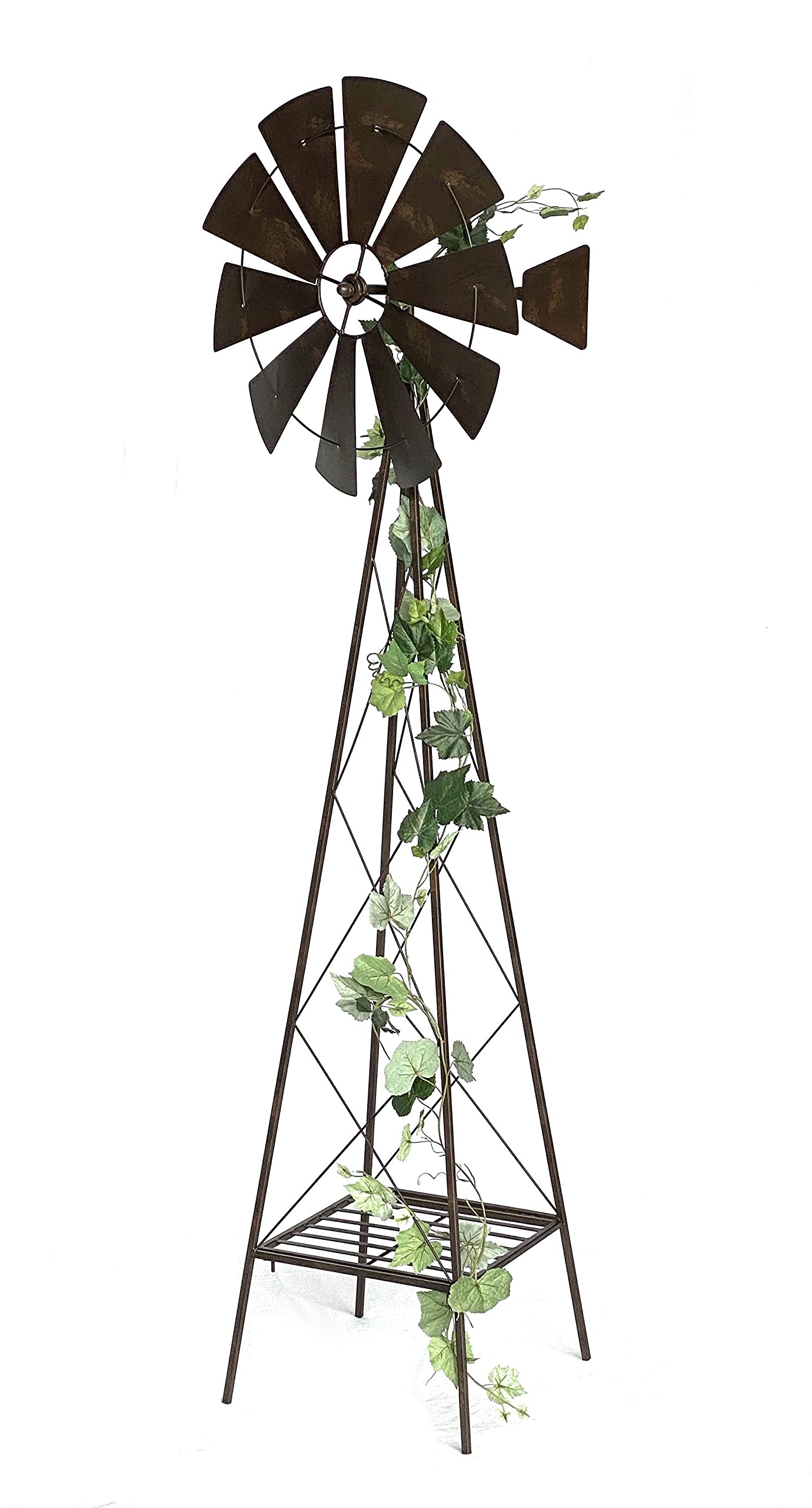 DanDiBo Molinillo de viento de metal, 170 cm, con rodamiento de bolas, marrón, para jardín, 96019, resistente a la intemperie, decoración de jardín