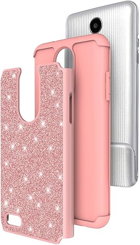 Miniatura 4 de Galaxy Wireless Funda compatible con LG Rebel 3 LTE (L157BL), Fortune 2, Aristo 2 X210, Tribute Dynasty (SP200), Zone 4K8 2018, purpurina protector