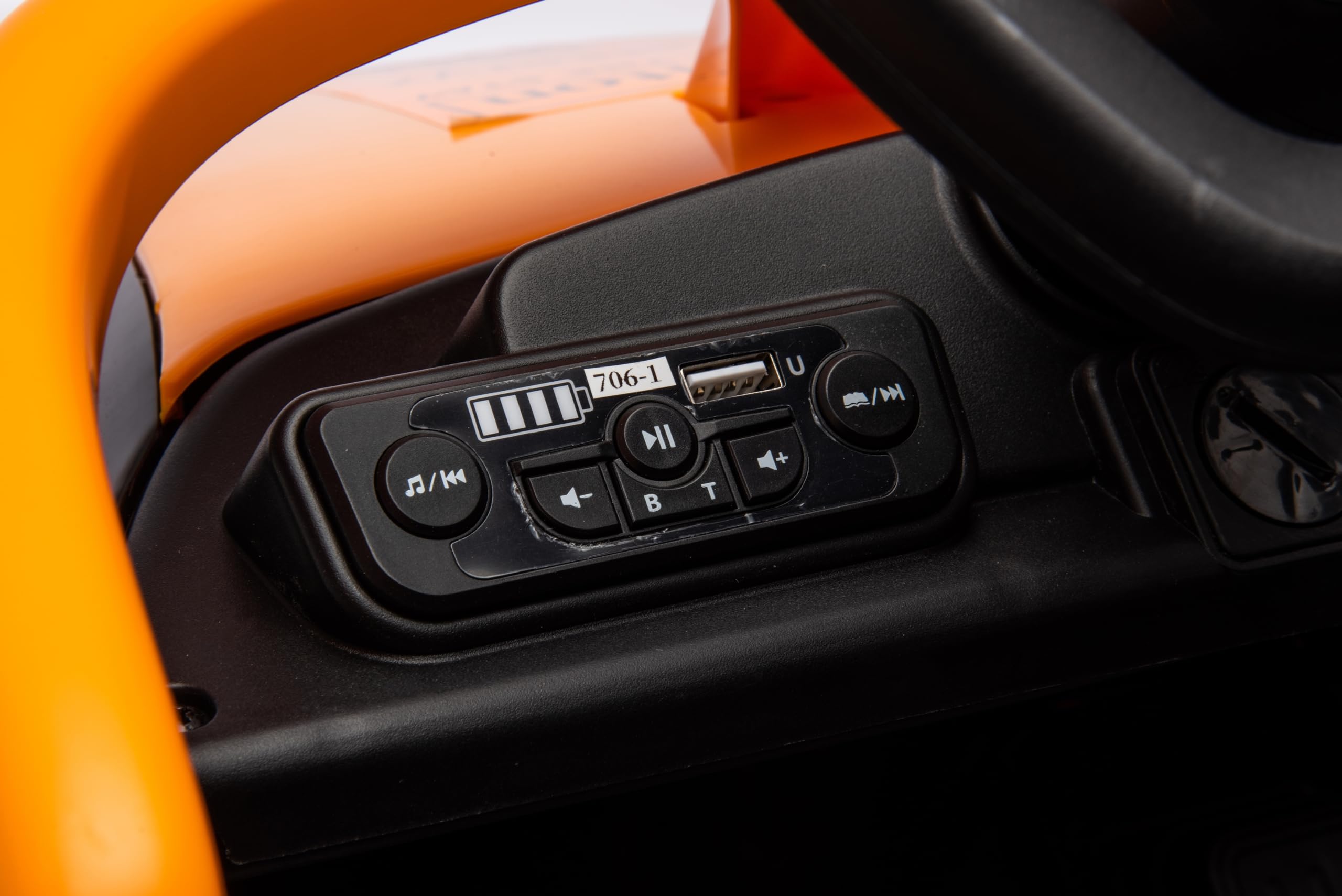 Jeździk elektryczny samochód McLaren, MP3, pilot zdalnego sterowania, zawieszenie sprężynowe, bolid, quad, pojazd (Pomarańczowy) | MP3, pilot zdalnego sterowania, zawieszenie sprężynowe, pojazd dziecięcy, auto na akumulator, zabawka do jazdy