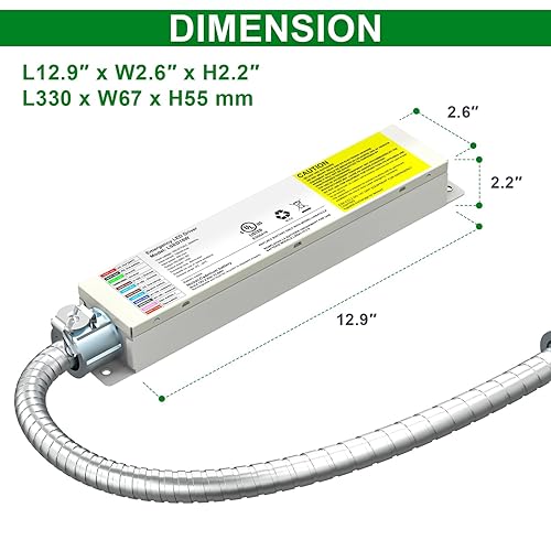 Miniatura 4 de OSTEK Batería de reserva de emergencia con luz LED de 20 W, 150-200 VCC, controlador de emergencia LED recargable para luces LED regulables de