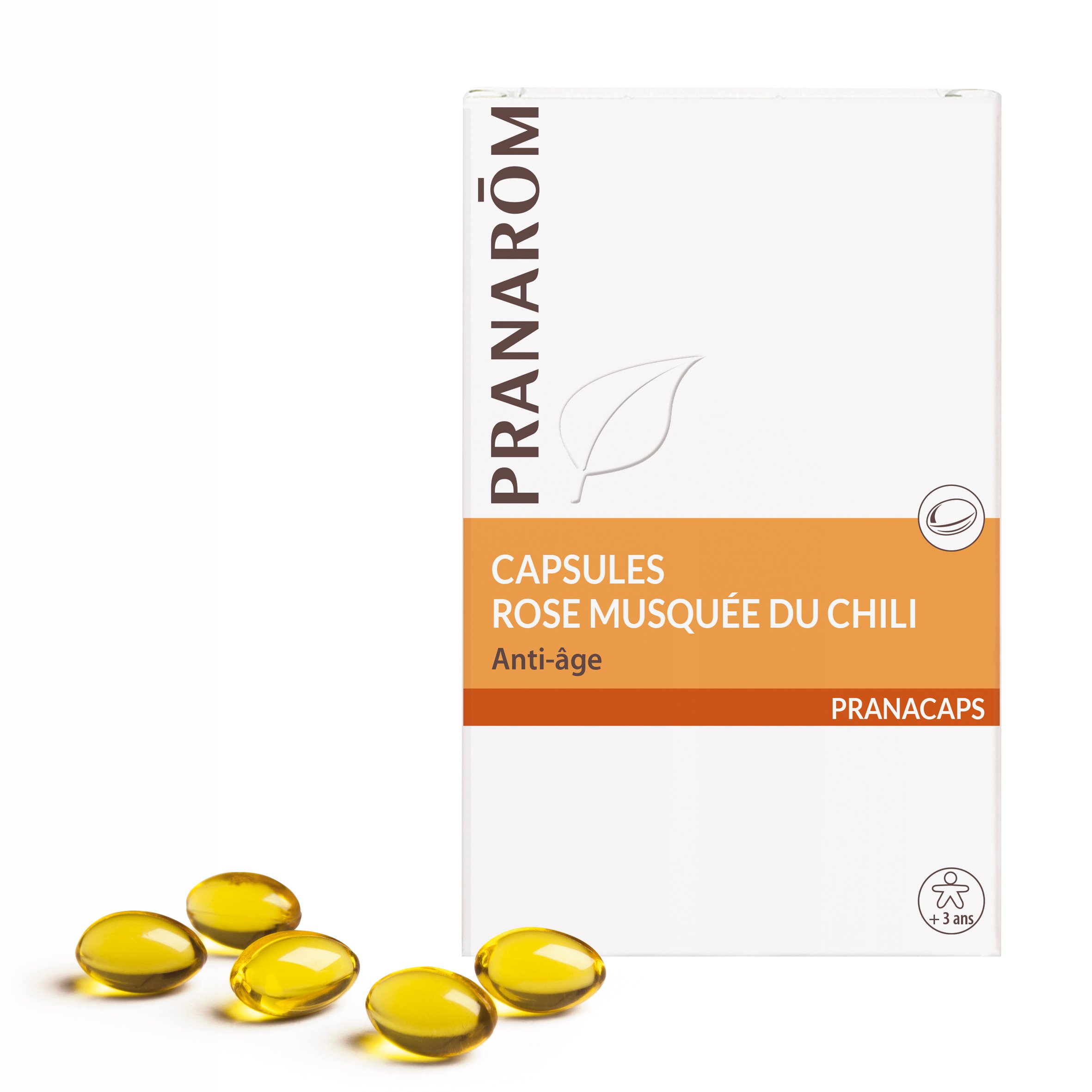 Pranarôm | Pranacaps | Chile Musky Rose | Pure and Natural Vegetable Oil | Anti-Ageing | Young Skin | 40 Capsules