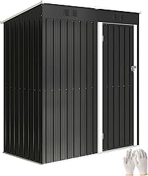 Outsunny Caseta de Jardín Exterior 1,37 m², 163x90x179 cm, Cobertizo de Jardín Exterior Metálico con Puerta con Pestillo y Ranuras de Ventilación, para Almacenamiento de Herramientas, Gris Oscuro