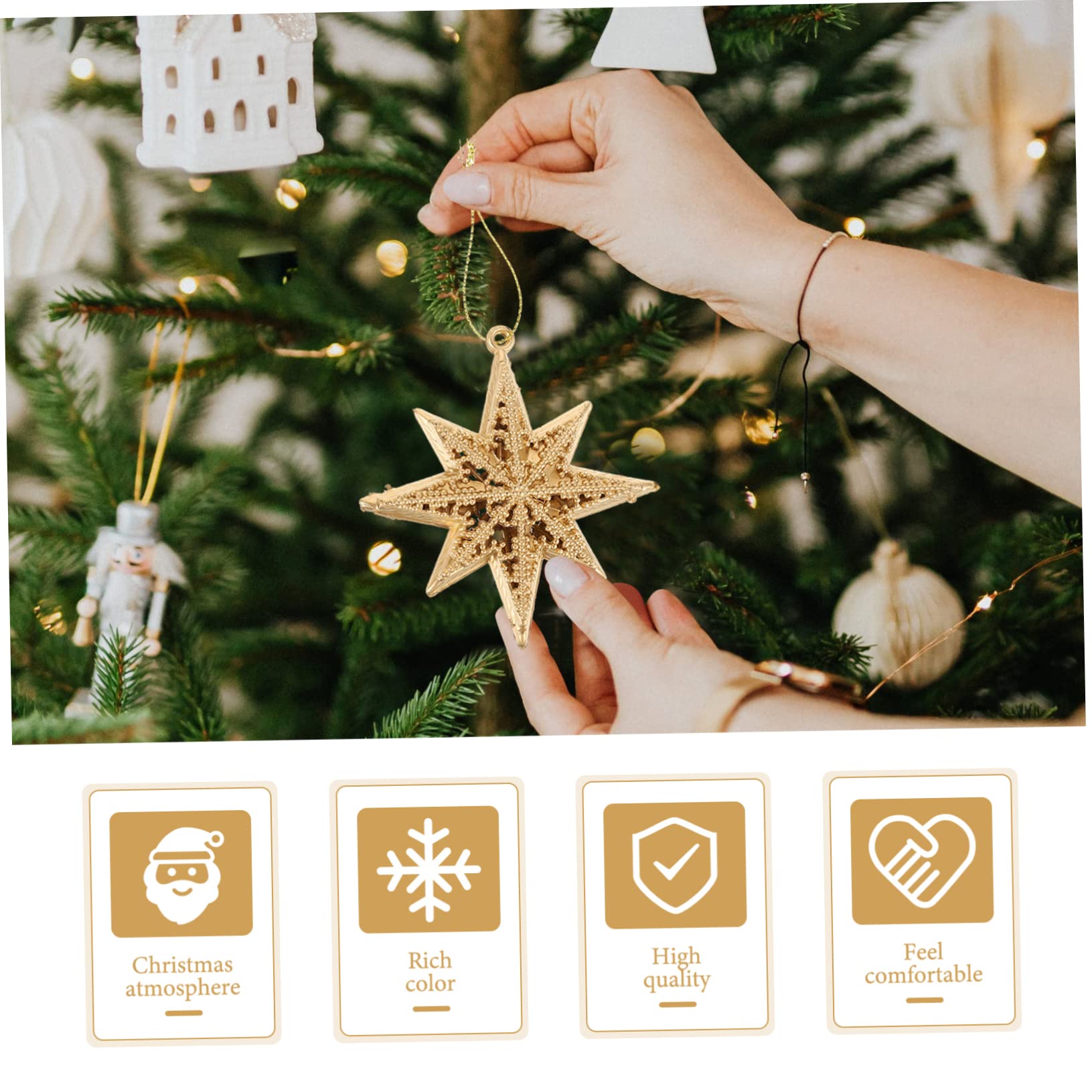 Alipis 5 Set Ciondolo Stella Dorata D'oro Ornamenti Di Natale Stella Decorazioni Da Appendere All'albero Di Natale Ciondolo Glitterata Peluche Stelle Plastica Golden 6 Pezzi * 5