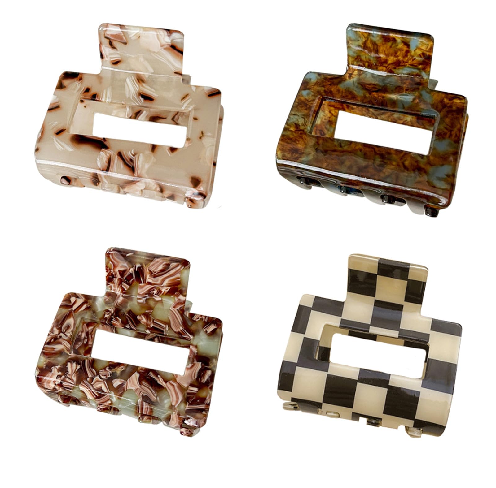 4Pcs Hair Claw Clips, BetterJonny Acetate Hair Clips Square Hair Jaw Clips Hair Accessories for Women Medium Hair Clips Tortoise Barrettes Hair