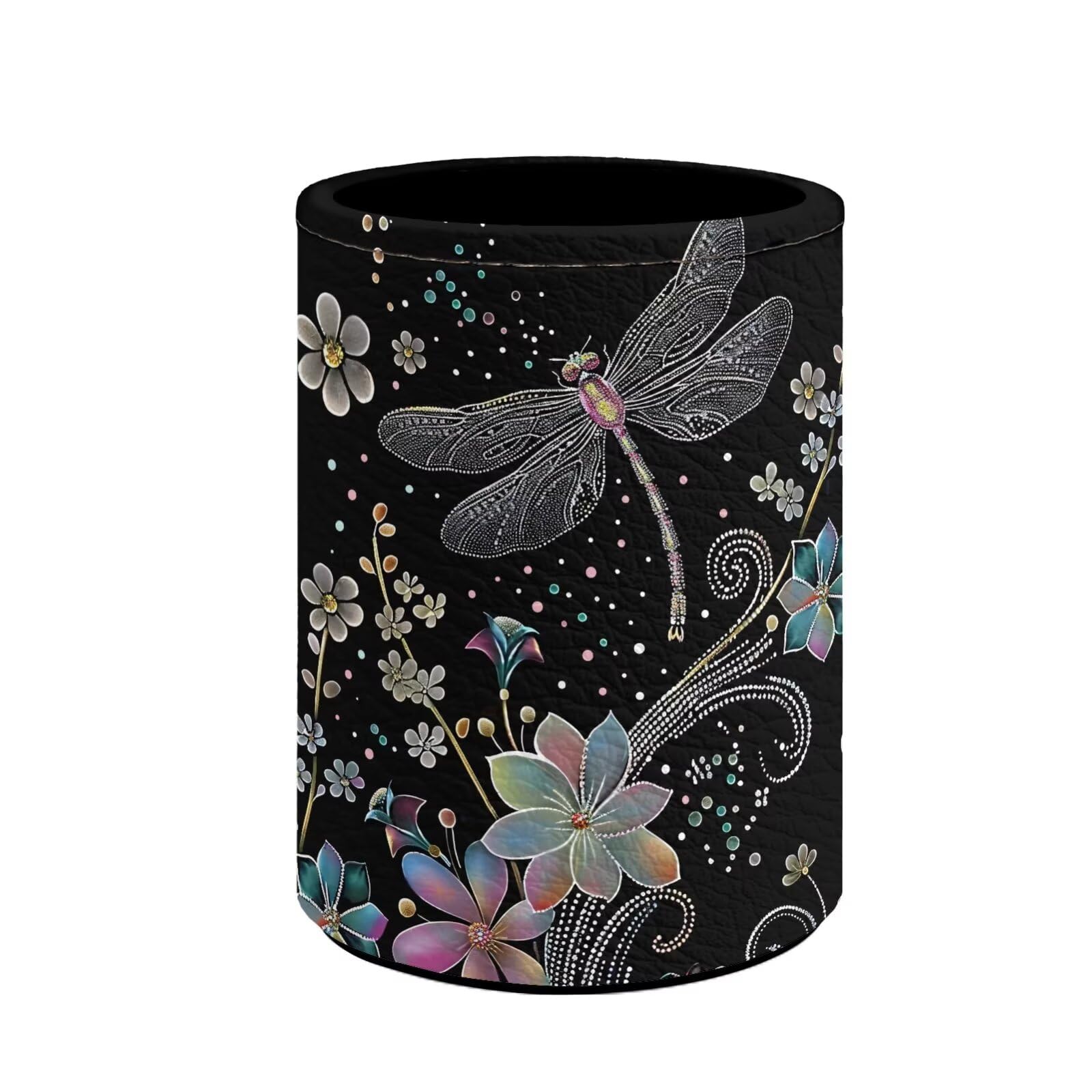 Renewold Dragonfly Flower Pencil Holder Pen Holder, Durable Pen Cup Waterproof Pencil Cup, Desk Accessories Desktop Stationery Organizer, 4.12x3.1
