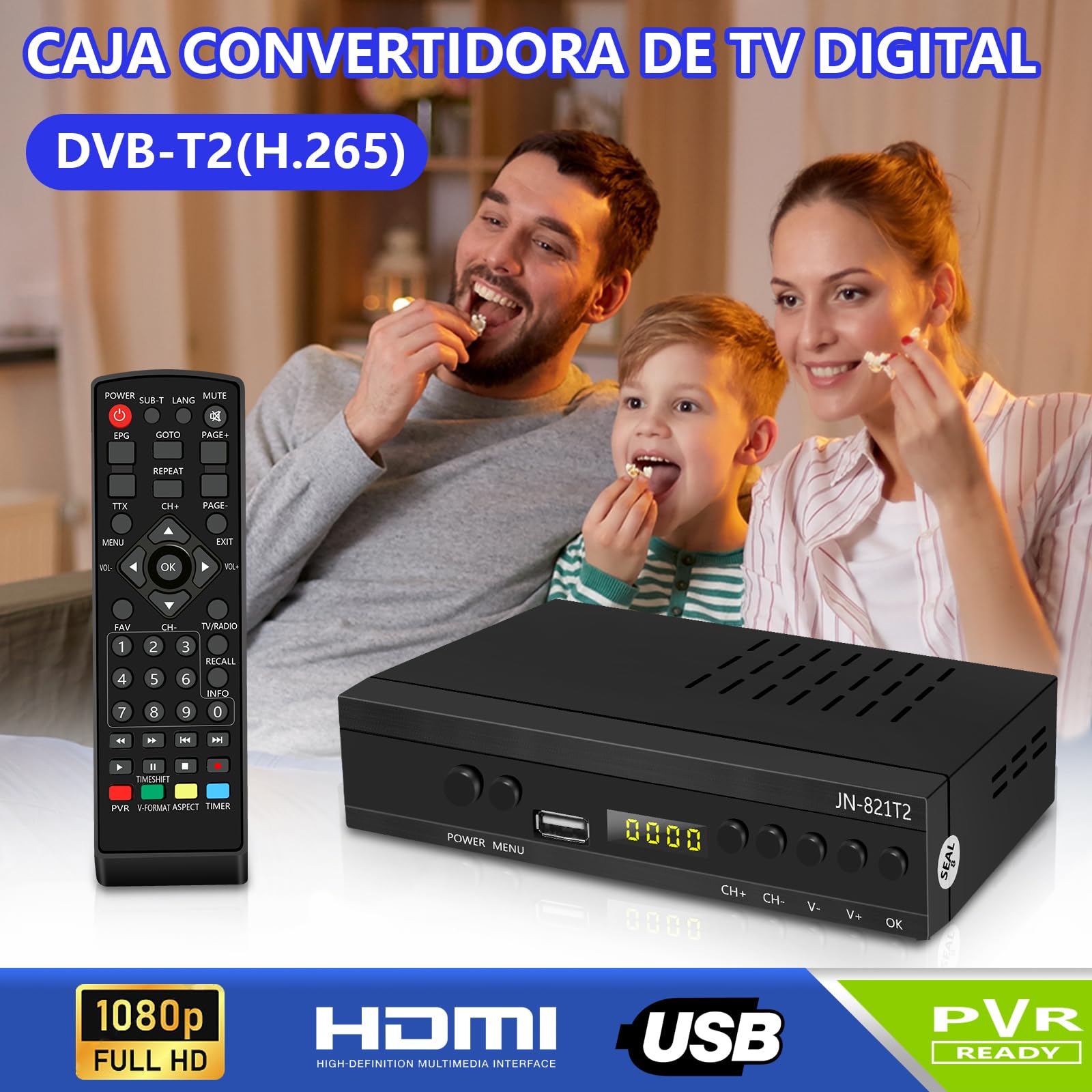 Décodeur TNT HD 2024, Tuner TNT HD, Récepteur TNT HD, Décodeur DVB-T2, HD 1080P H265 HEVC Main 10 Bits, Prend en Charge Les Fonctions ETHERNET/USB WiFi/Projecteur/Dolby/PVR/Multimédia
