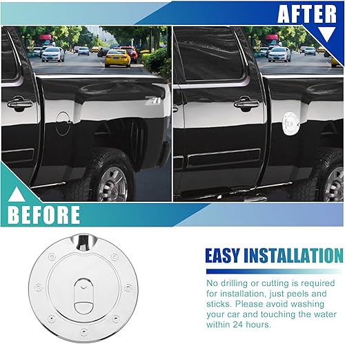 Miniatura 4 de X AUTOHAUX Tapa de llenado de depósito de combustible cromada, decoración para GMC Sierra 3500 para Chevrolet Silverado Cubierta de llenado de