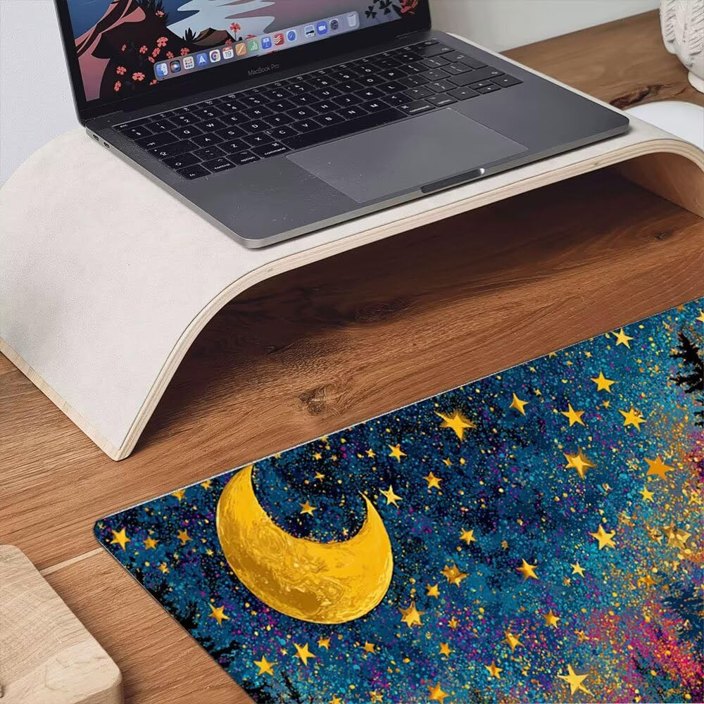 Podkładka pod mysz dla graczy, 1600x800mm XXL podkładka pod mysz do gier duża, zmywalna klawiatura biurowa mata antypoślizgowa gumowa wodoodporna, szyte krawędzie, gracz komputer PC, gwiaździste niebo