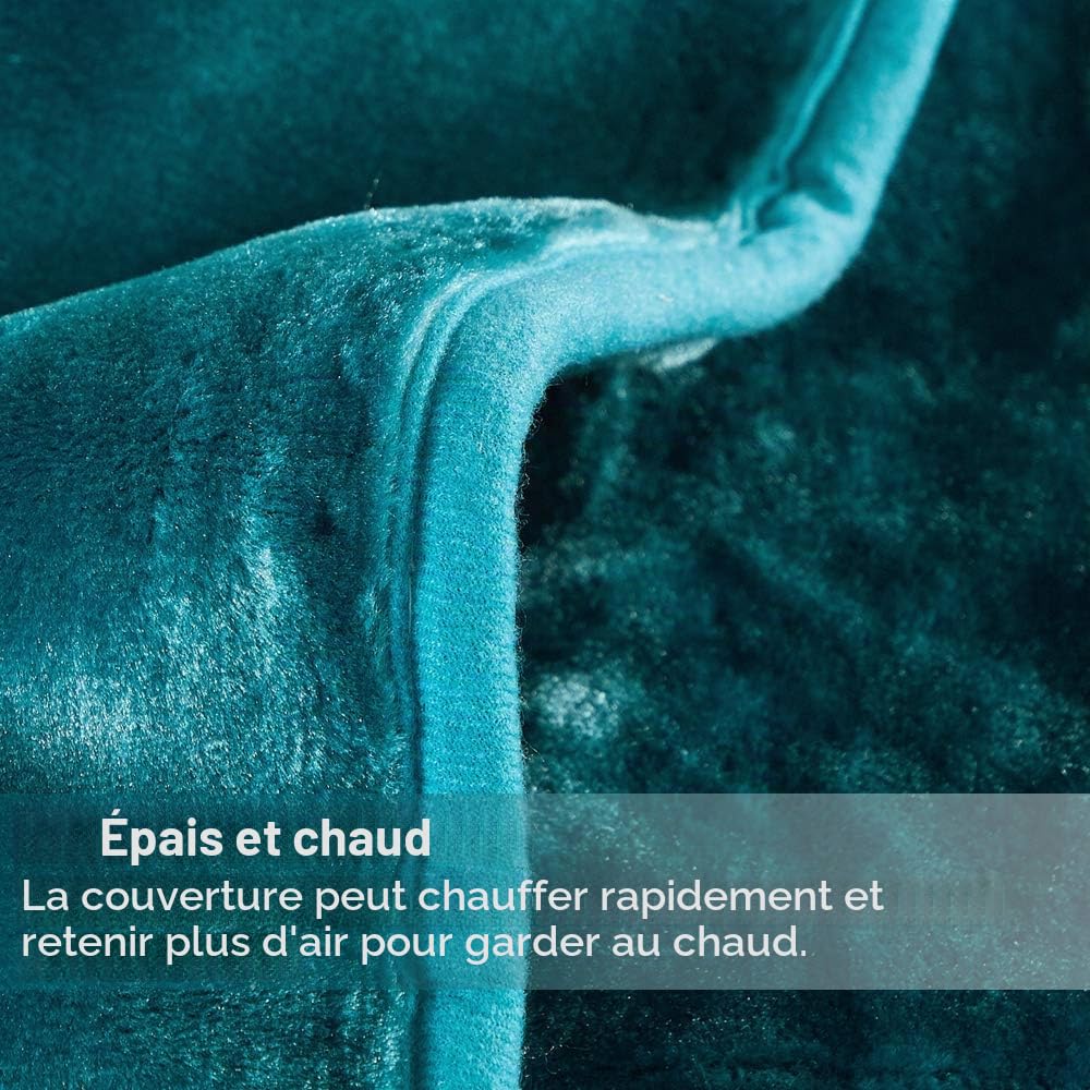 JML Couverture Polaire en Vison coréen pour très Grand lit, 215,9 x 241,3 cm, 4,1 kg, Douce, Chaude et épaisse, Couverture Raschel pour l'automne et l'hiver, Bleu Sarcelle