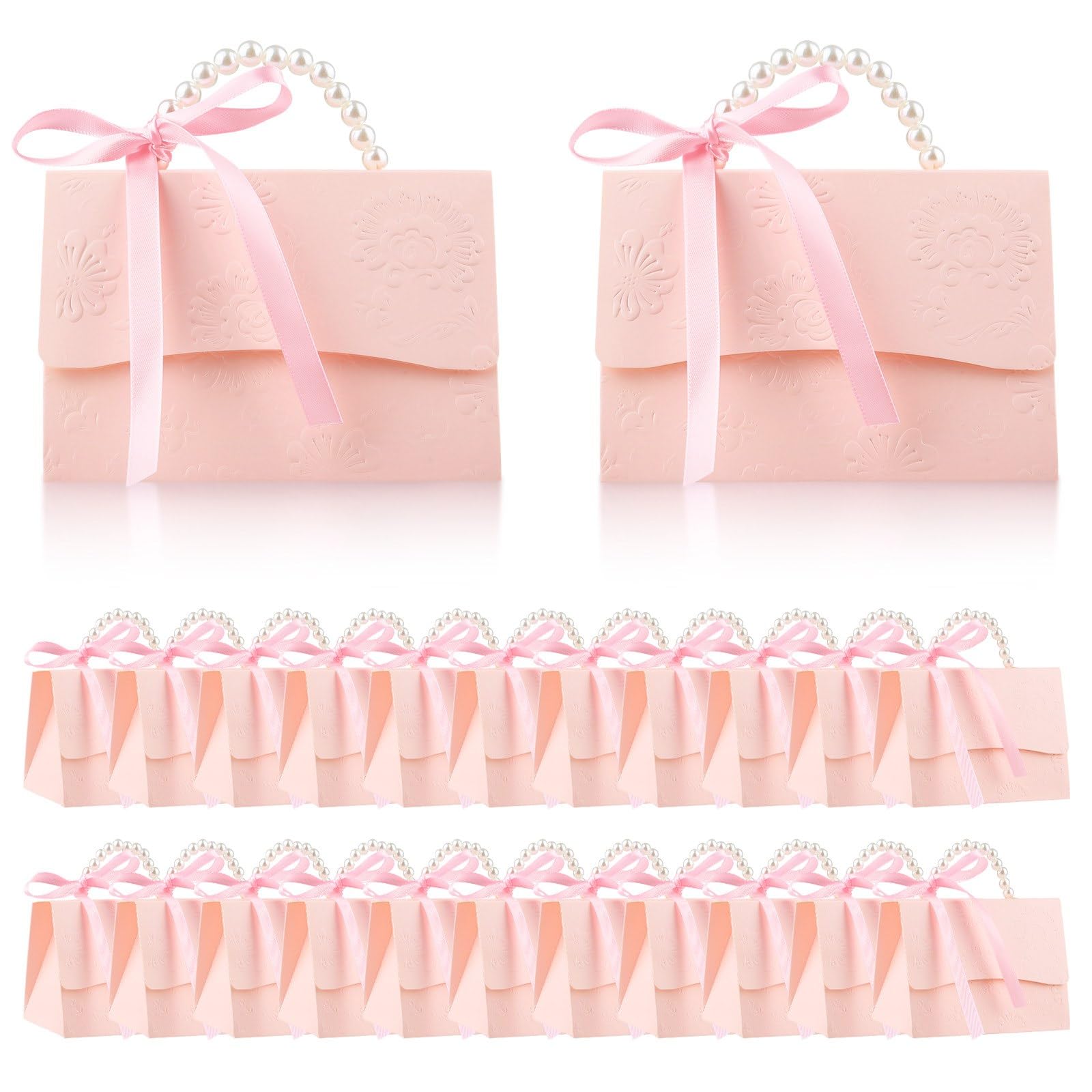 Photo 1 of Chrotopic 24Pcs Pink Pearl Gift Boxes with Ribbon (5.12"x3.35"x2.95")
