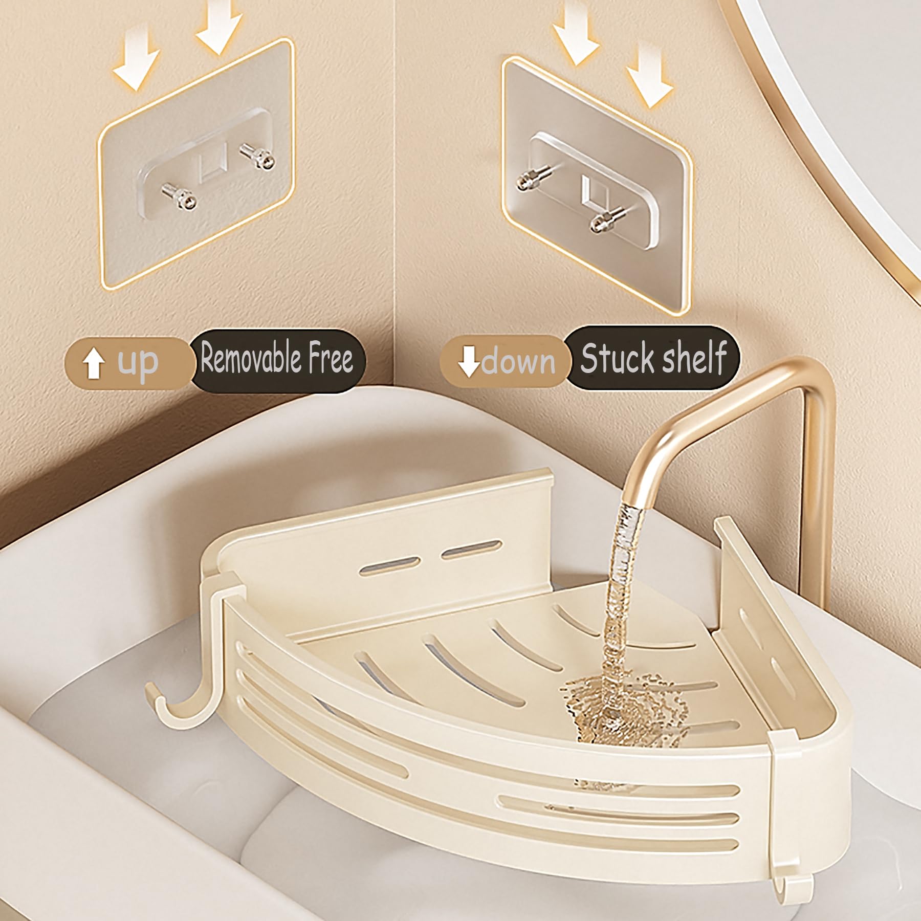 Mensole portaoggetti angolari per Doccia adesive mensole portaoggetti angolari per Doccia mensole portaoggetti da Parete antiruggine per Bagno Senza Foratura in Acciaio Inox,Bianca,B