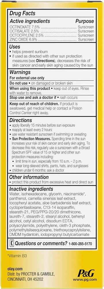 Olay Face Moisturizer, Complete with Sunscreen SPF 30, Fragrance-Free for Sensistive Skin, Broad Spectrum Sun Protection, Long-Lasting Hydration, Non-Comedogenic - Vitamin E & Aloe - 2.5 Oz - 2 Pack