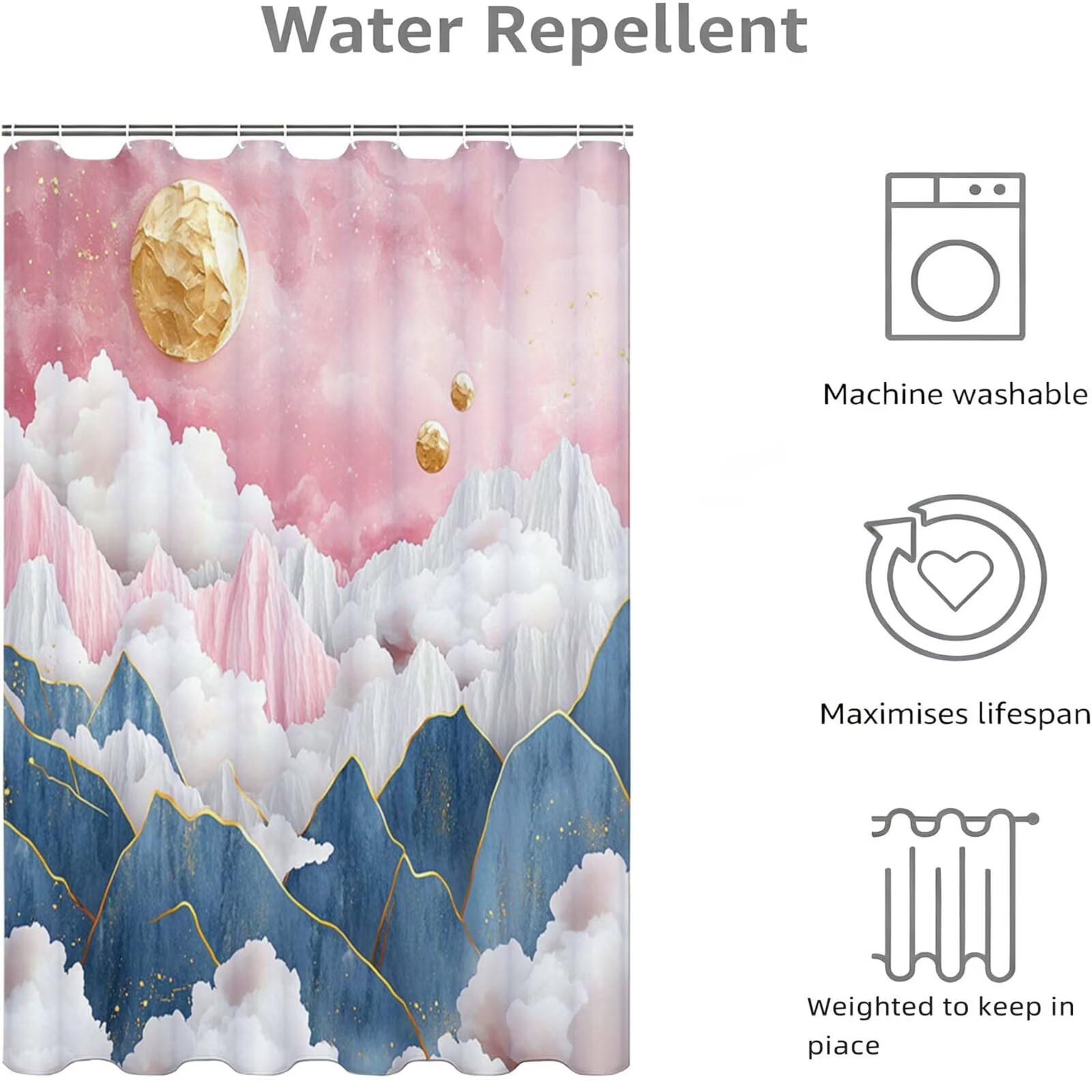 Rideau de Douche Rose, Rideau Douche 200x250cm D-499