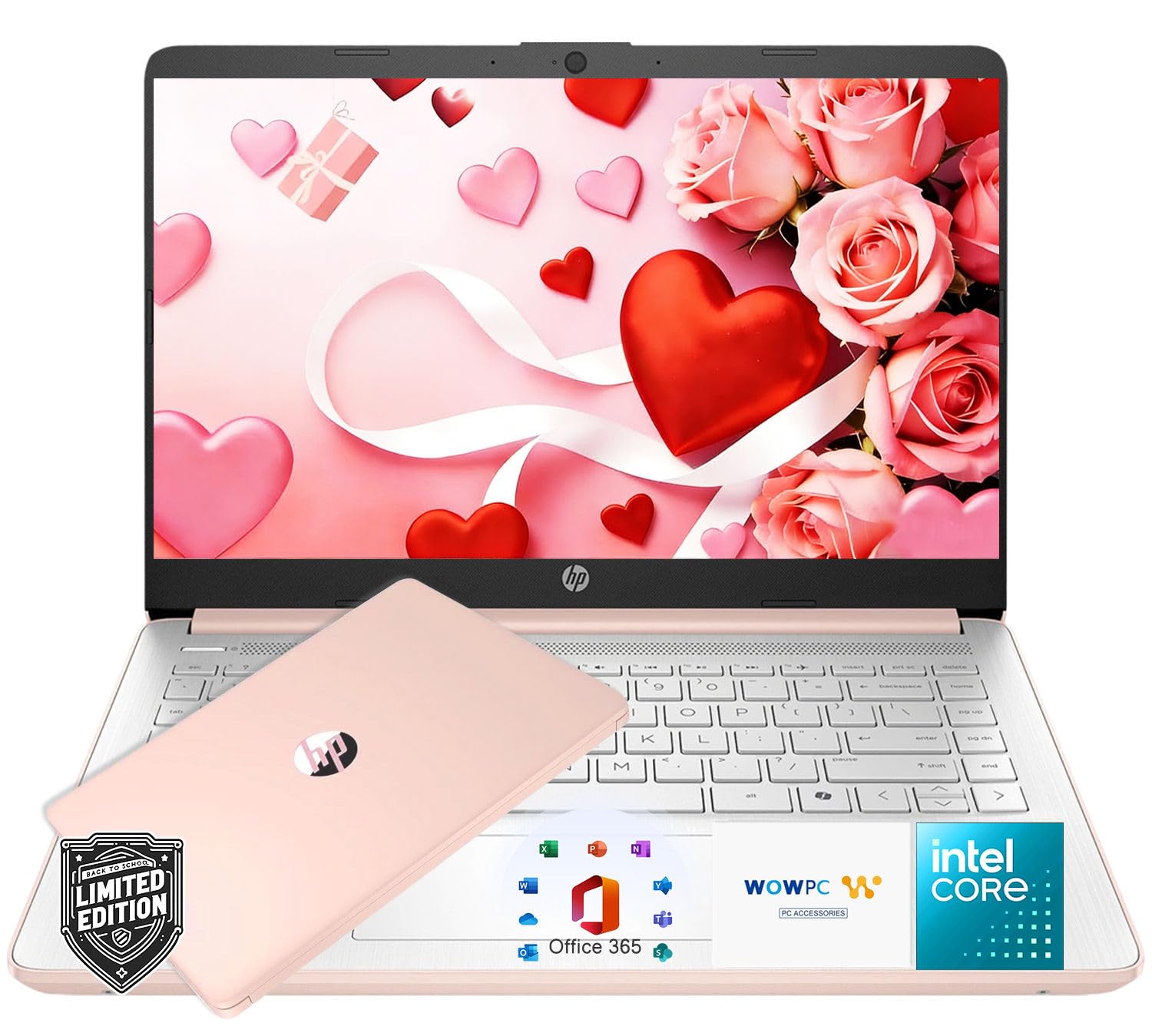 HP Essential Laptop with Office 365 - Copilot AI - Intel Core | Thin & Portable, Anti-Glare Display, 1TB OneDrive + 128GB SSD, Win11, 12hrs Battery, Fast, Smart, Home & Student Friendly
