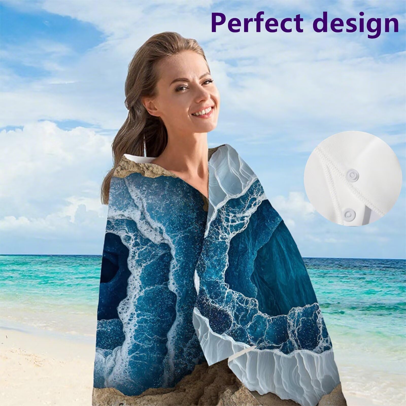 Telo Mare Microfibra 220x100 cm Telo Mare Grande, Asciugamano Palestra Assorbente Asciugatura Rapida, Asciugamano Mare Antisabbi Stuoia Spiaggia per Piscina, Campeggio, Viaggio - Astratto Blu G1-650