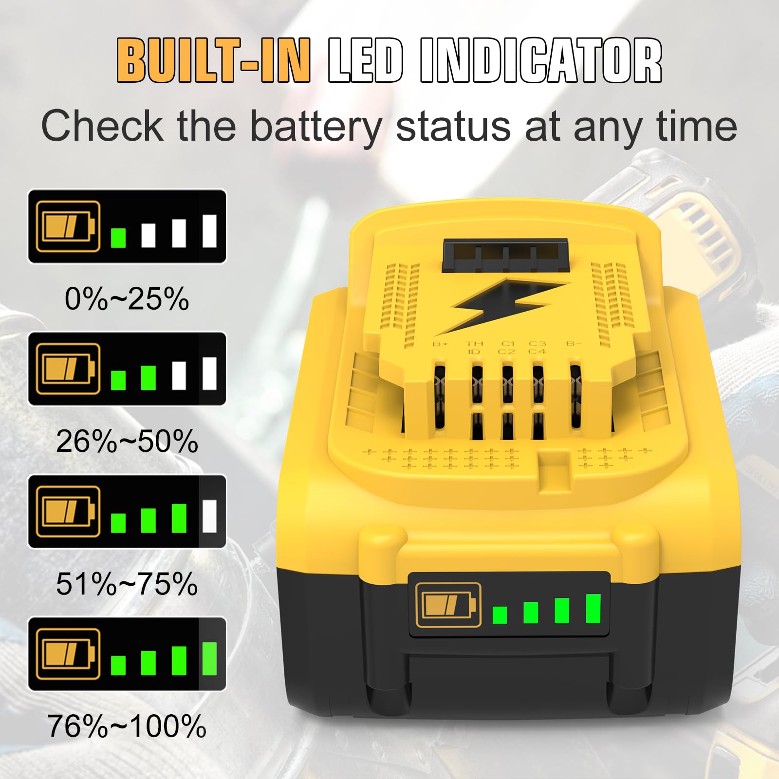 2X 5.5Ah Remplacement pour Dewalt Batterie 18V Compatible mit DCB184 | DCB182 DCB180 DCB200 DCB181 DCB201 DCB204 avec Indicateur LED pour Outils Électriques sans Fil Chantier Bricolag