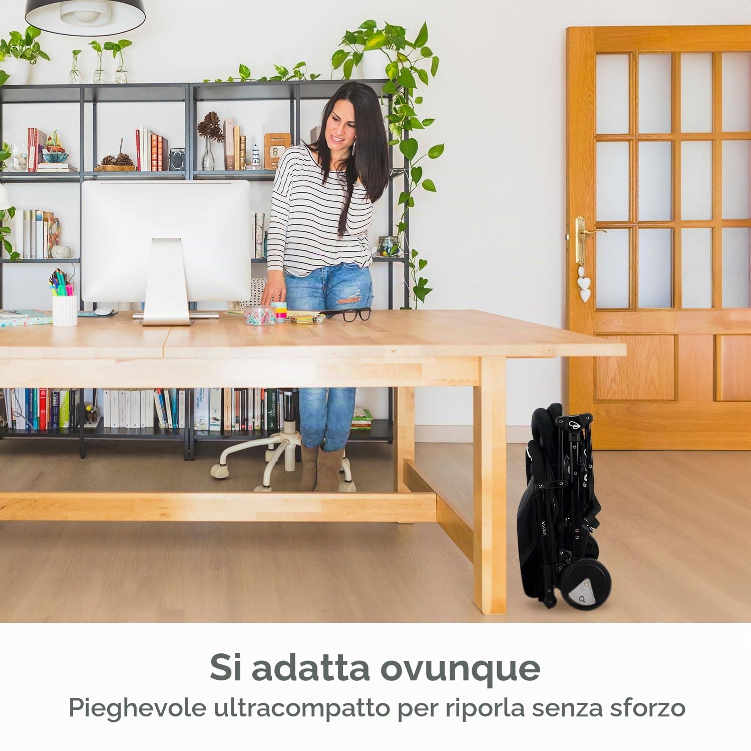 Asalvo FLIGHT Passeggino leggero, carrello pieghevole ultra leggero e compatto, manico trolley, bagaglio aereo, reclinabile, peso 6,6 kg, barra di sicurezza, imbracatura a 5 punti, da 0 mesi (nero