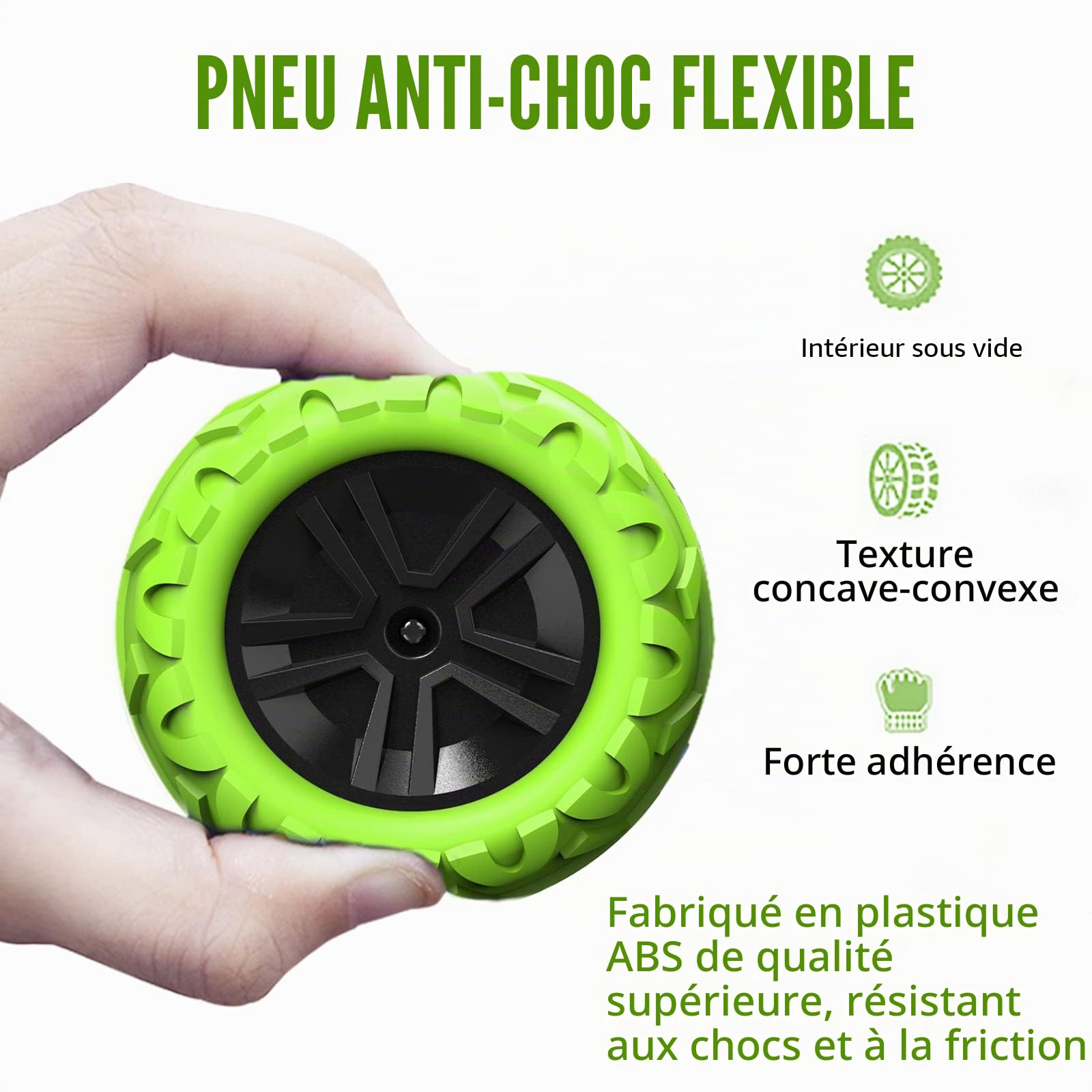 Amicool RC Voiture Telecommandé Tout Terrain, 4WD 360°Rotation Stunt Car Offroad RC Véhicule avec LED, 2.4GHz Voiture Radiocommandee Crawlers pour Enfants 6-12 Ans G03080R(Vert)