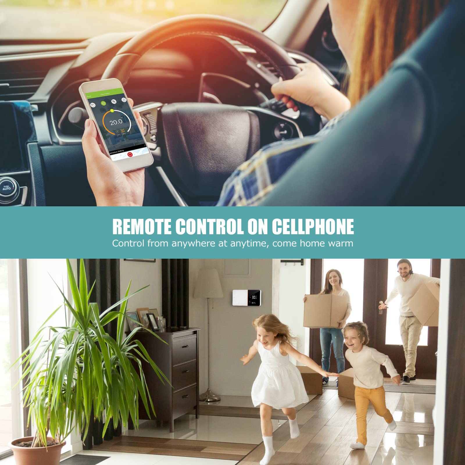 Thermostat Connecté pour Chaudiere Gaz, Intelligent avec écran Tactile Coulissant à Dégradé de Couleurs, Compatible Alexa Google Home, Prise en Charge la Commande Vocale Distance
