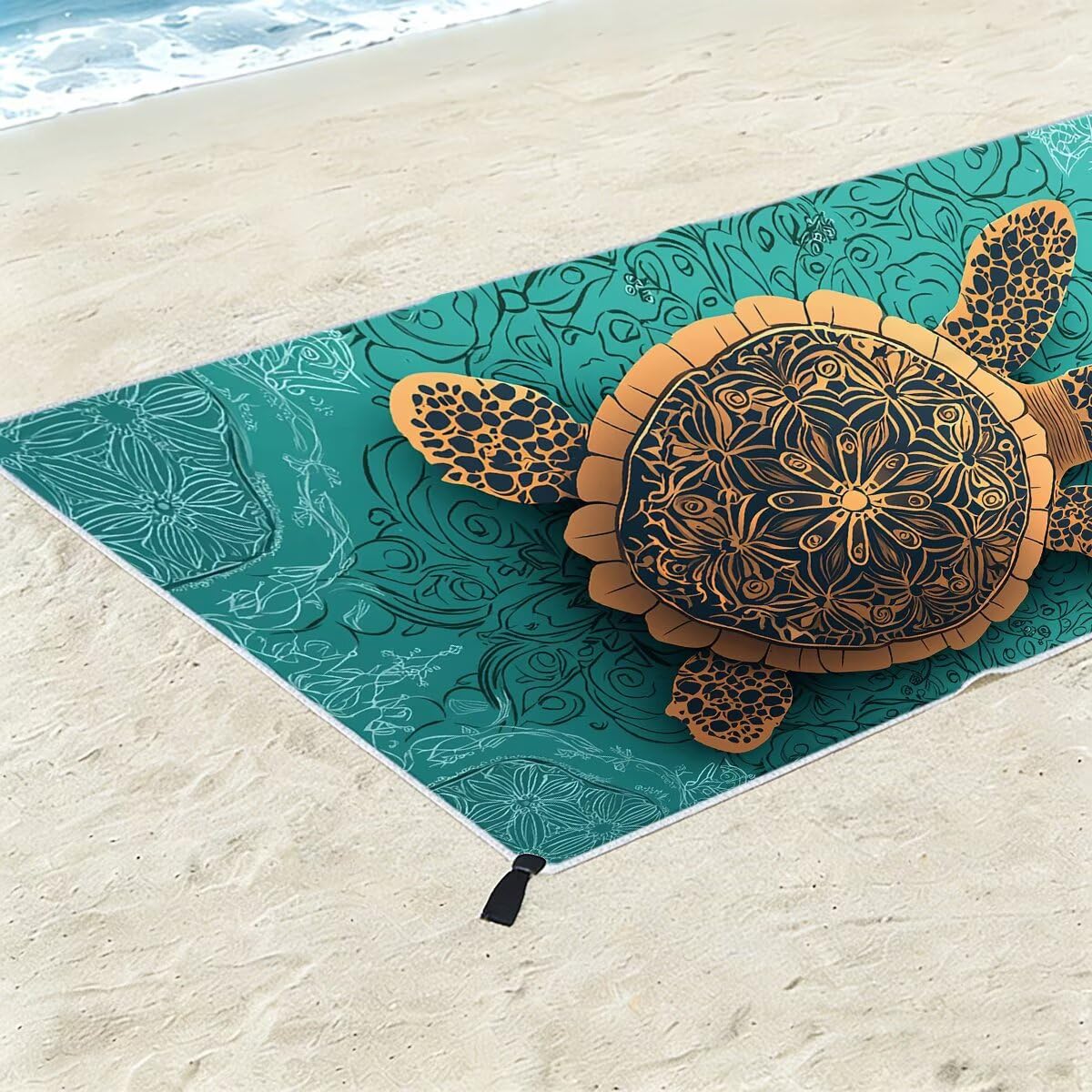 Telo Mare Microfibra, Telo Mare Grande 90x200cm 2 Pezzi, Asciugamano Palestra Donna Asciugatura Rapida, Antisabbia Asciugamano Microfibra, Leggero Asciugamani Palestra per Regalo (Tartaruga) -4556