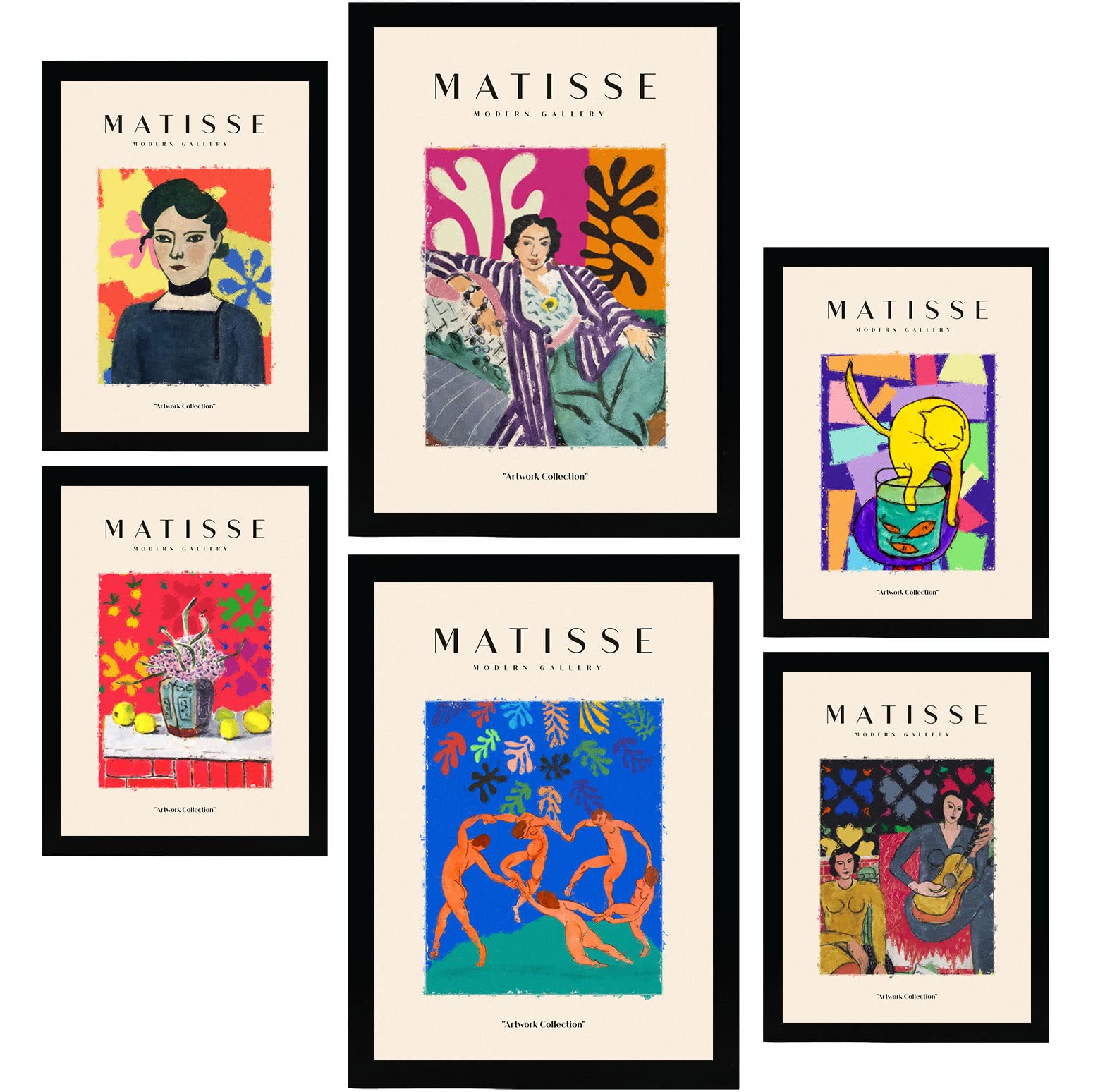 Nacnic Celebration Set Of 6 Henri Matisse Posters. Abstract Fauvism Art Gallery Aesthetic Prints For Interior Design And Decoration. Sizes A3 & A4. Unframed.