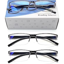 3 Pack Reading Glasses Men Blue Light Blocking Computer Readers Anti Eyestrain Spring Hinge Magnifying Glasses
