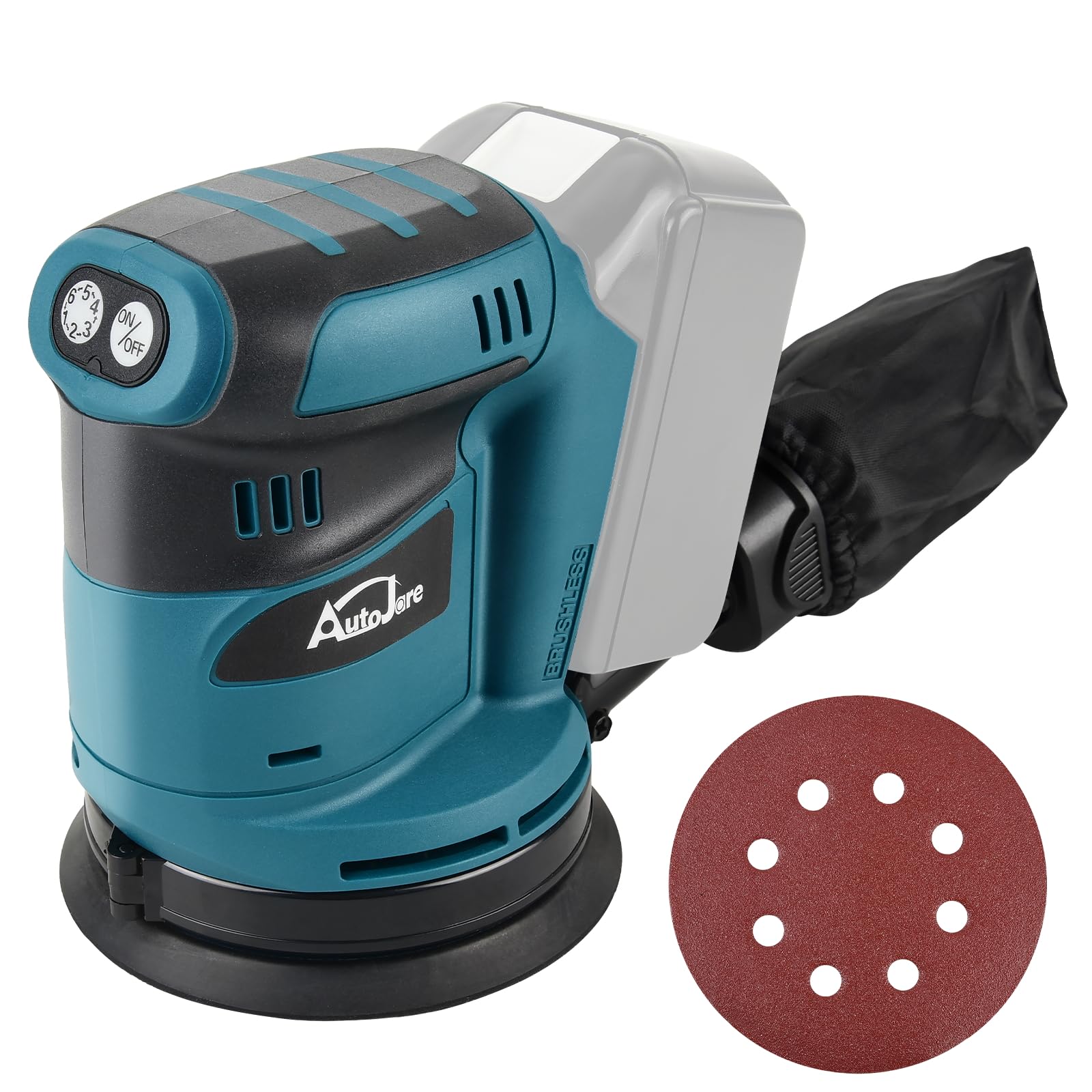 Bürstenloser Exzenterschleifer Kompatibel mit Makita 18V Batterie 6 Leistungsstufe Exenterschleifmaschine 125MM Schwingschleifer zum Schleifen, Polieren, Oberflächen glätten (ohne Akku)