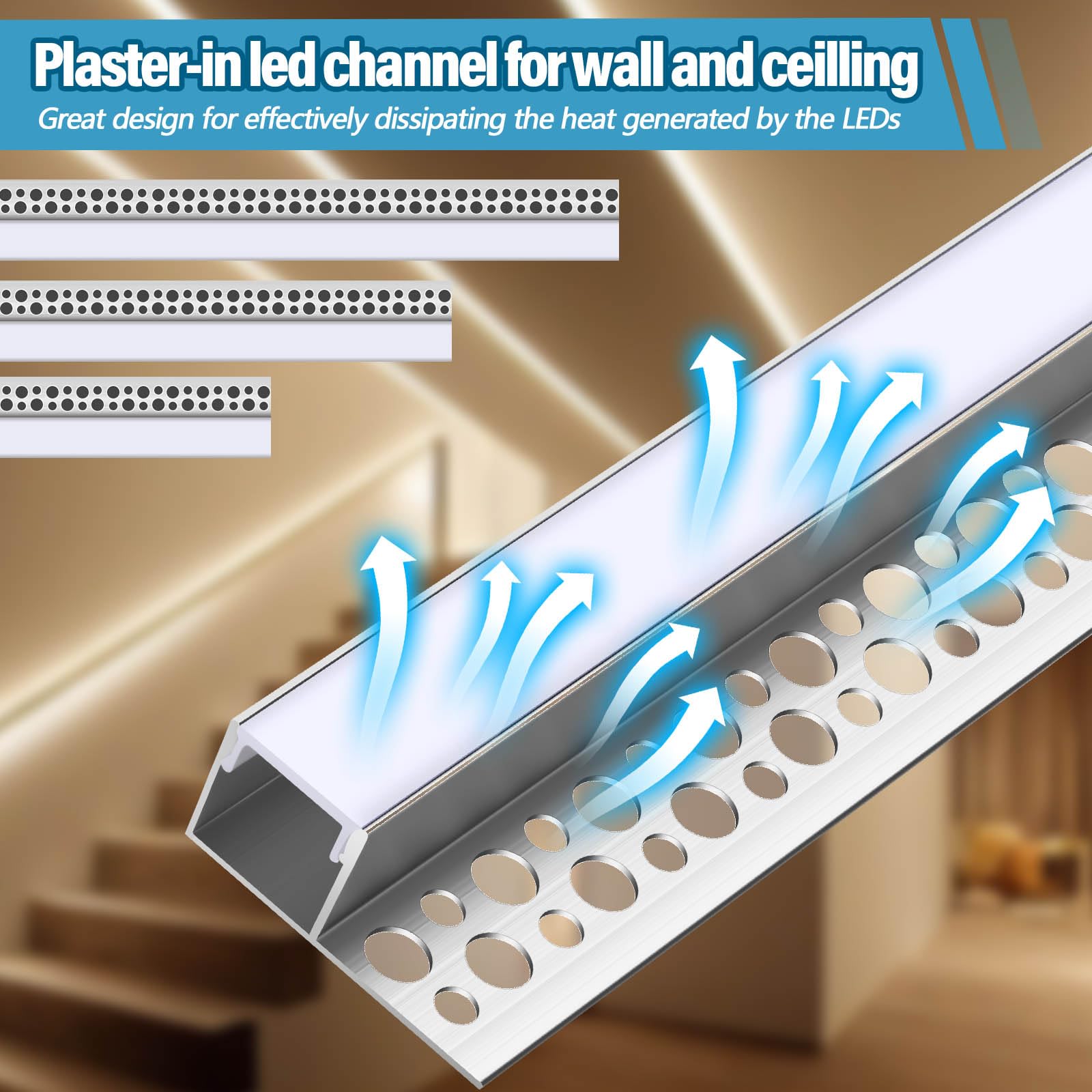 Diffuser Tracks U-shaped LED Light Channel 6 Pack - 3.3FT Aluminum With Diffuser ...