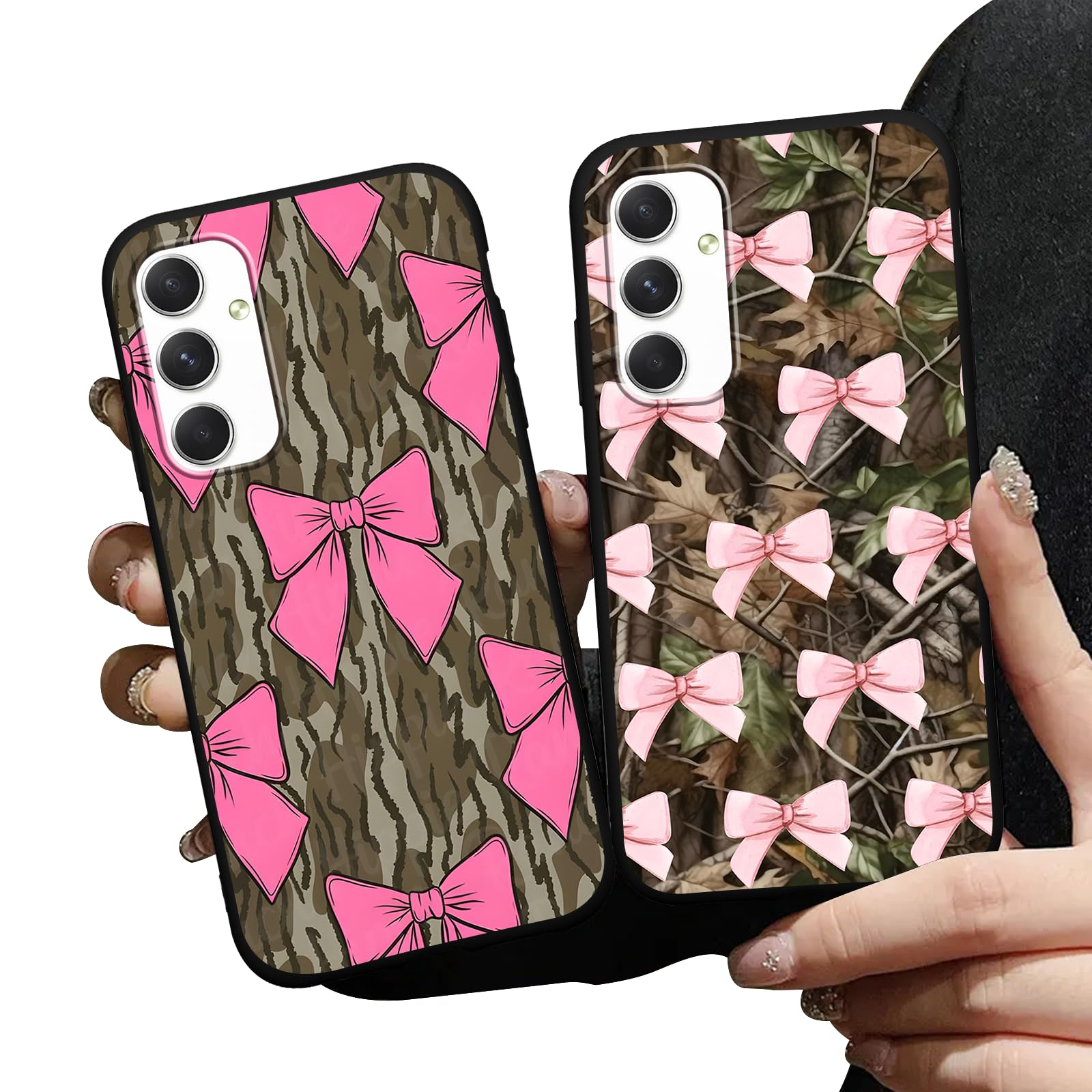 2 Pack Cute Camo Bow Phone Cases for Samsung Galaxy S10 4G Case Pretty Fashion Passion Bow Pattern Cover Design Slim Fit Funda TPU Shockproof Phone