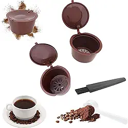 Cápsulas Reutilizável Recarregável Kit com 3 - Compatível para Cafeteiras Dolce Gusto - Filtro de café reaproveitável + Colher de Medida + Pincel de Limpeza, para uso Máquina de Café Dolce Gusto