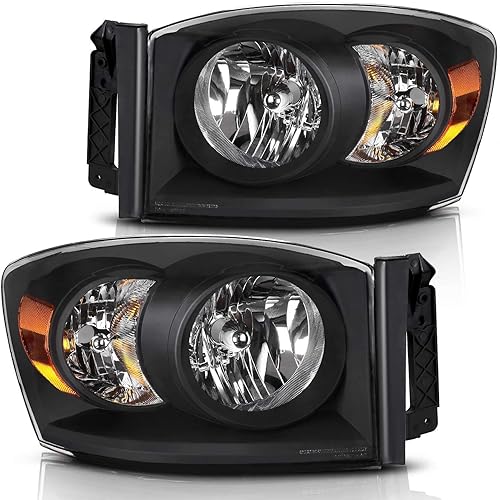 DWVO Conjunto de faros delanteros compatible con Dodge Ram 1500/2006-2009 Ram 2500 3500 Pickup 2006-2008 para pasajero y lado del conductor
