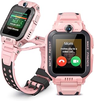 Z7 Watch Phone Smart Watch,Smartwatch Phone with Two Way Video&Phone Call, Kids GPS Watch with Real-time Locating & IPX8 Swimming Water-Resistance, Stay Connected with Kids(Pink)