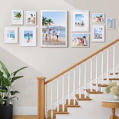 Vista 30 de HappyHapi Juego de 12 portarretratos de 5 x 7 pulgadas, marcos de fotos negros, para exhibir fotos de 4 x 6 con paspartú o de 5 x 7 pulgadas