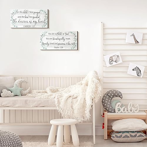 Miniatura 5 de Yookeer 2 piezas de decoración de pared de madera para guardería, decoración de habitación de bebé, decoración de habitación de guardería, arte de