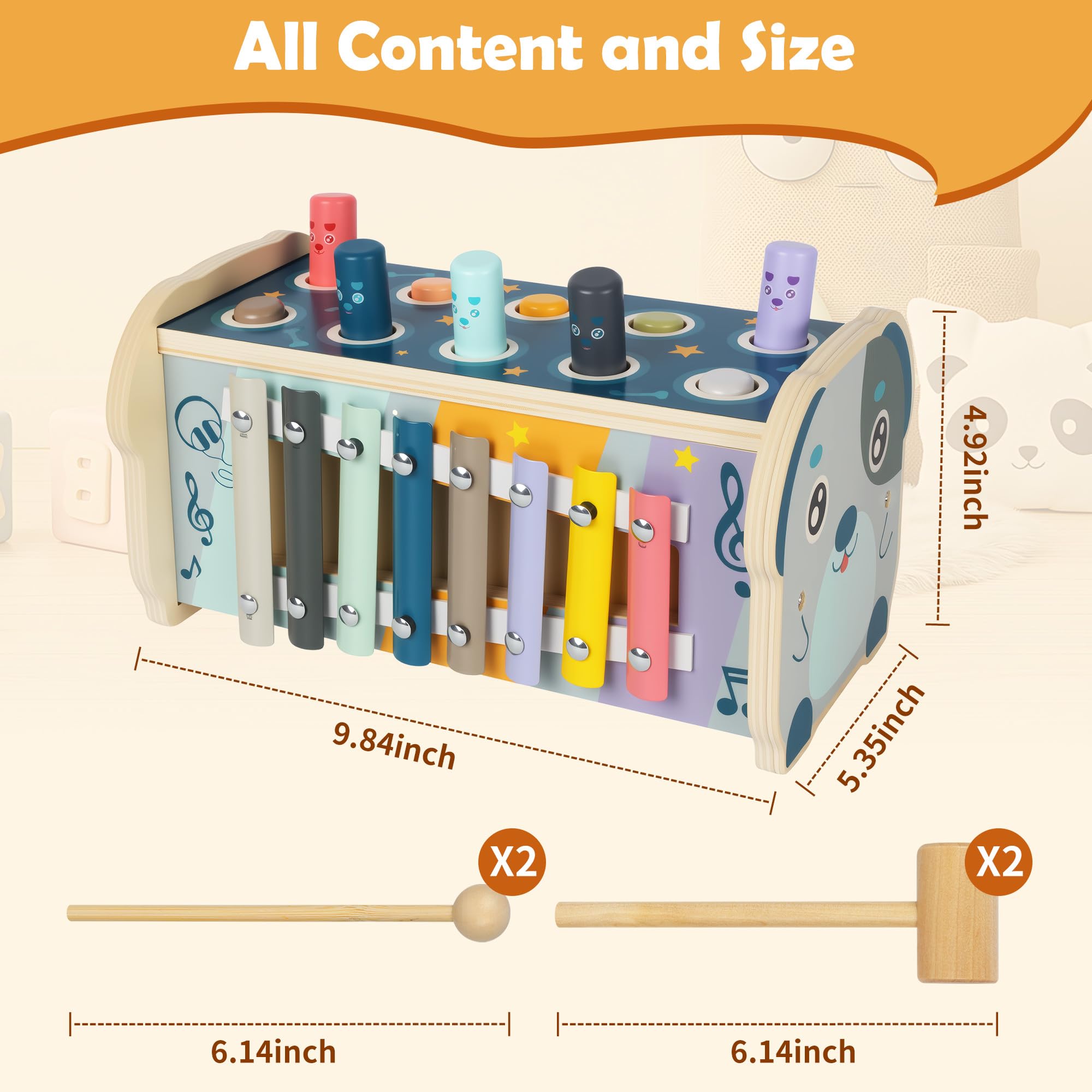 Jouets d'éducation Jouet bebe 1 an Montessori adaptés au-dessus de,Celui-ci Jeux montessori 1 an intégrant martelage,Xylophone bebe et la reconnaissance des nombres,Est le cadeau d'anniversaire idéal