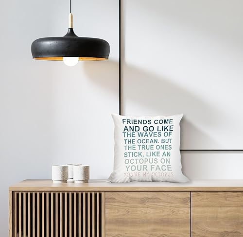Miniatura 4 de Friends Come and Go Like The Waves of the Ocean - Funda de almohada decorativa de 18 x 18 pulgadas para sofá cama, divertida decoración de pulpo de