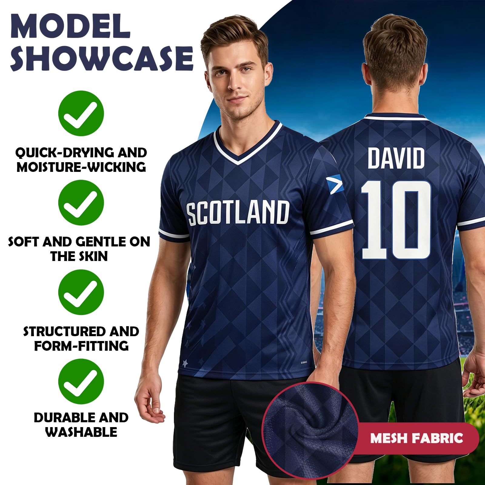 Generico Maglia Calcio Personalizzabile Mondiali 2026 con Nome e Numero, Divisa Allenamento Calcio Traspirante Unisex Adulto Bambino