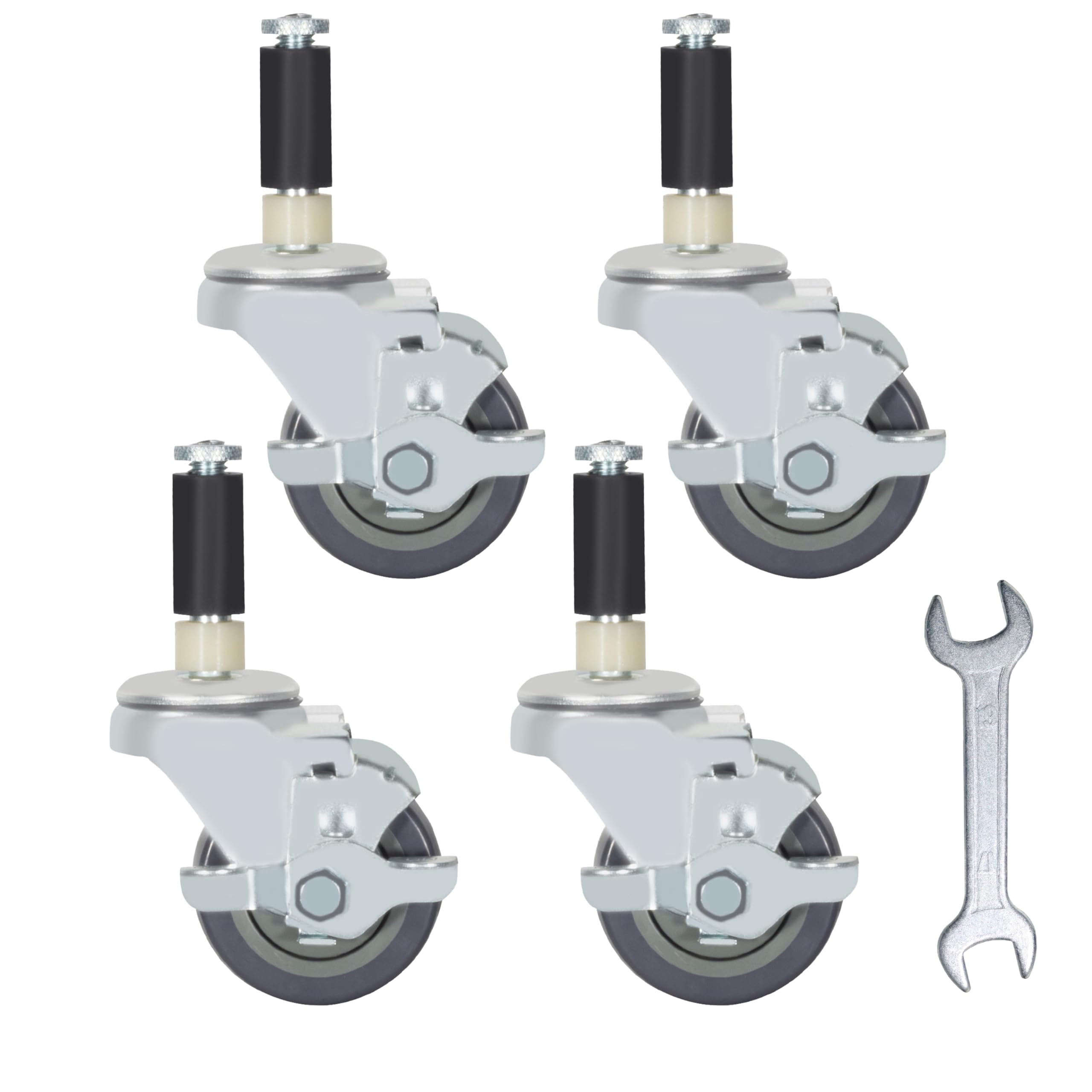 Prep Table Wheels, Expanding Casters Wheels Stem Casters with Brake Fit for 7/8