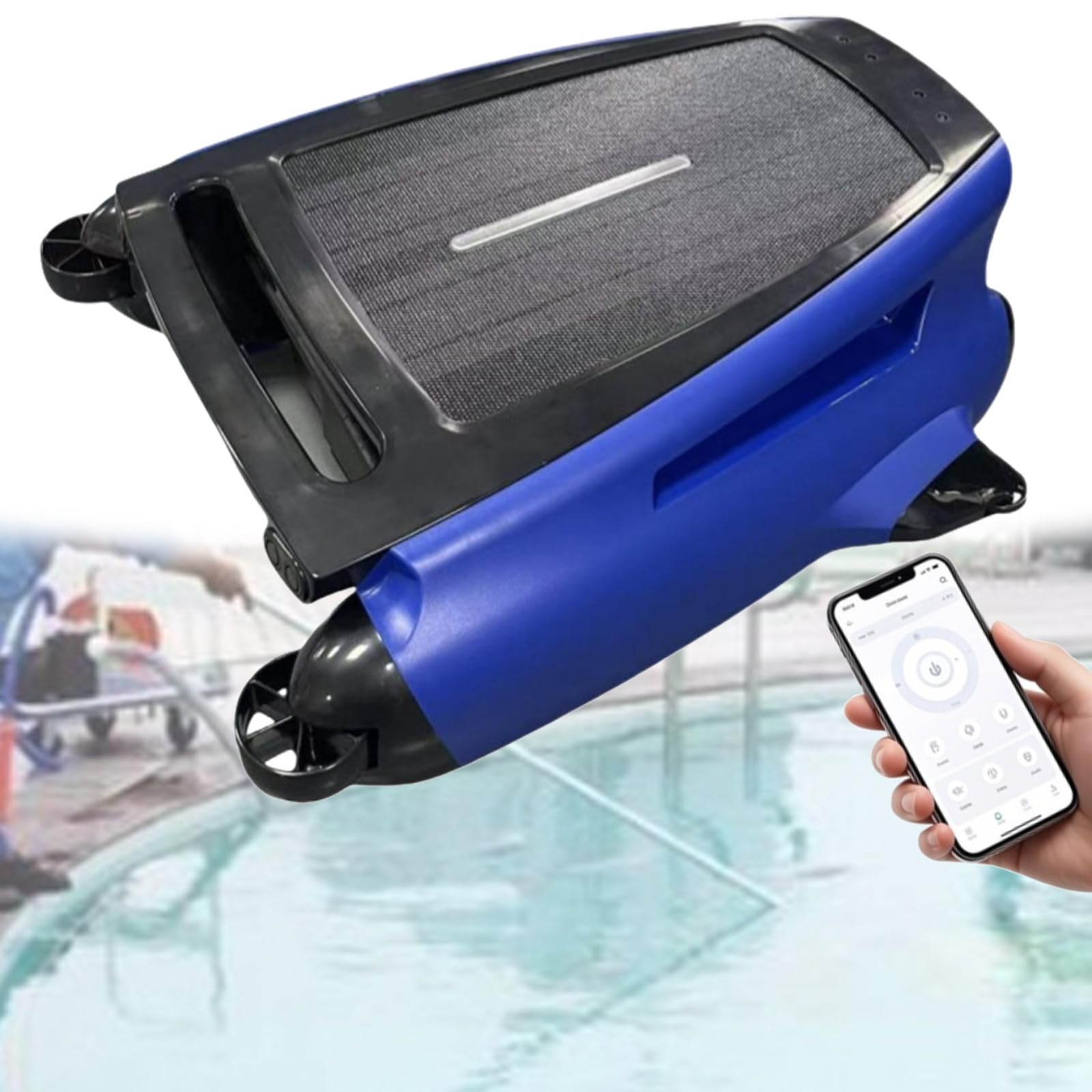 DOZPAL Solar Powered Robotic Pool Skimmer with APP Support and Dual Charging Mode, Automatic Pool Sur-face Cleaner, Daytime ＆ Overnight Continuous Cleaning A