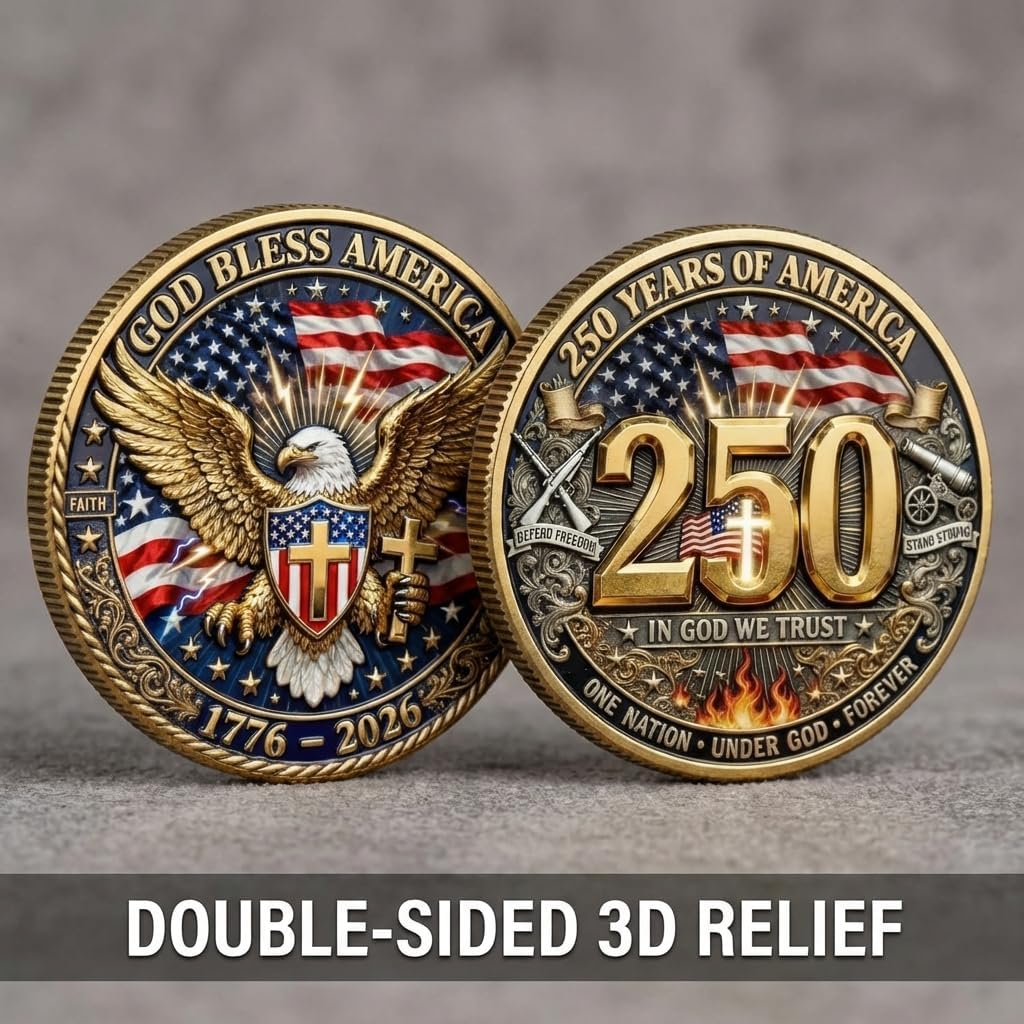 250th Anniversary Commemorative Coin Set, 1776-2026 USA Double-Sided Eagle Challenge Coin for Collectors and Veterans (10PCS)