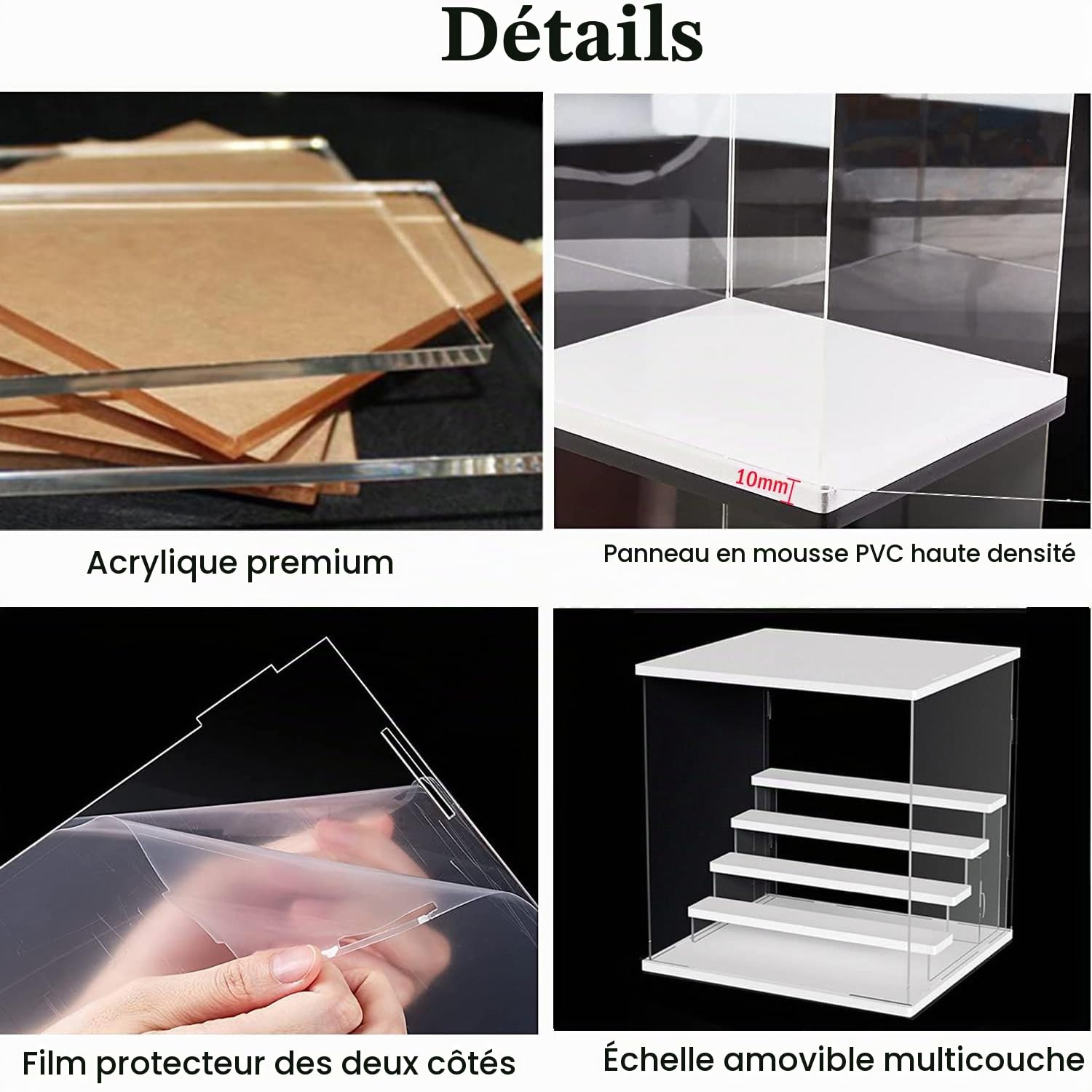 5 Niveaux Vitrine Acrylique Transparent pour Collection Pop Figurine , Boîte de Présentoir d'affichage Rangement Anti-Poussière pour Jouet Mini Figurines,Blanc,31.7X 29.7X 32.6cm