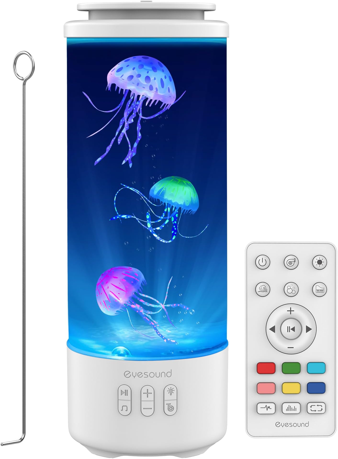 Jellyfish Lamp Bluetooth Speaker with White Noise – 7 Color Changing Jelly Fish Tank Aquarium Light, 4 Lighting Modes for Relax & Sleep, Home Office Bedroom Decor, Gift for Kids Teens Adults