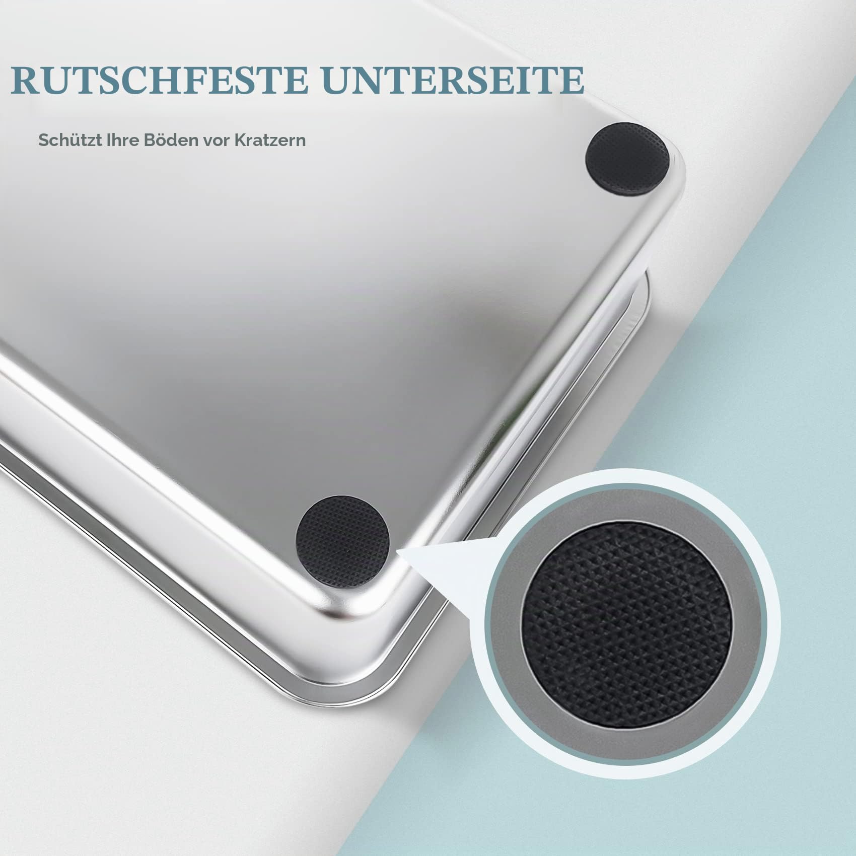 IKITCHEN Große Katzentoilette Edelstahl(50×35×15cm), Litter Box Katzenklo, Katzen und Kaninchen Metall klo, Niemals Gerüche, Fleckfrei, Rostfrei, Antihaft Glatte Oberfläche, Anti-Rutsch Gummiboden
