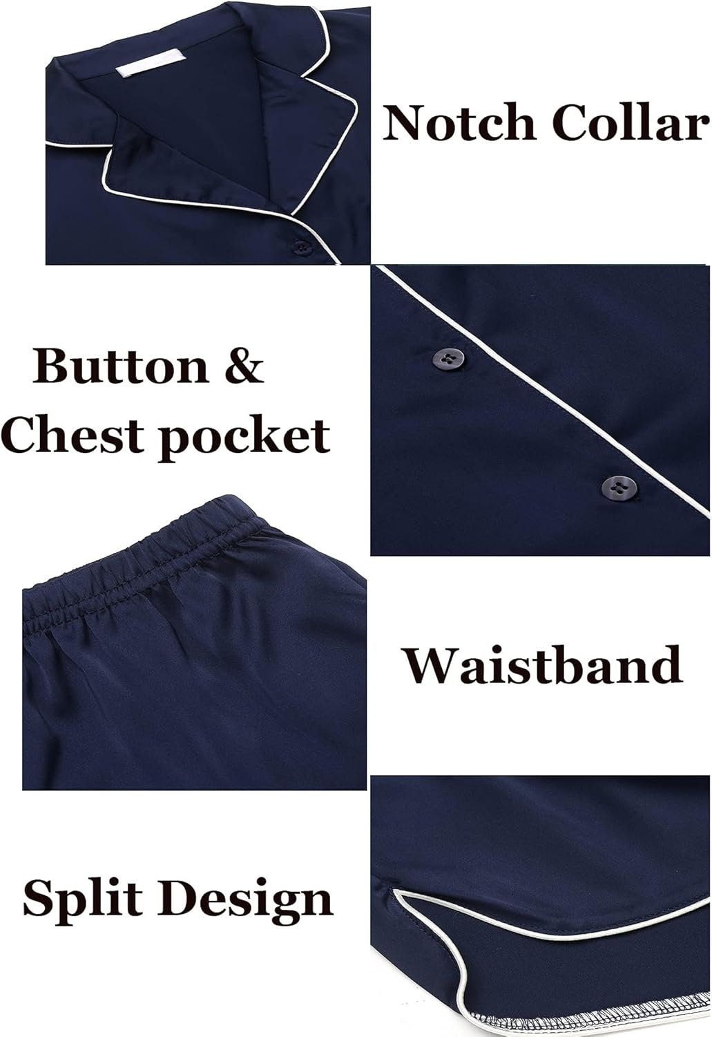 Ekouaer Womens Silk Satin Pajamas Set Short Sleeve Sleepwear Button Down Loungewear 2 Piece Pjs Shorts Set S-5X Plus Size - Image 7