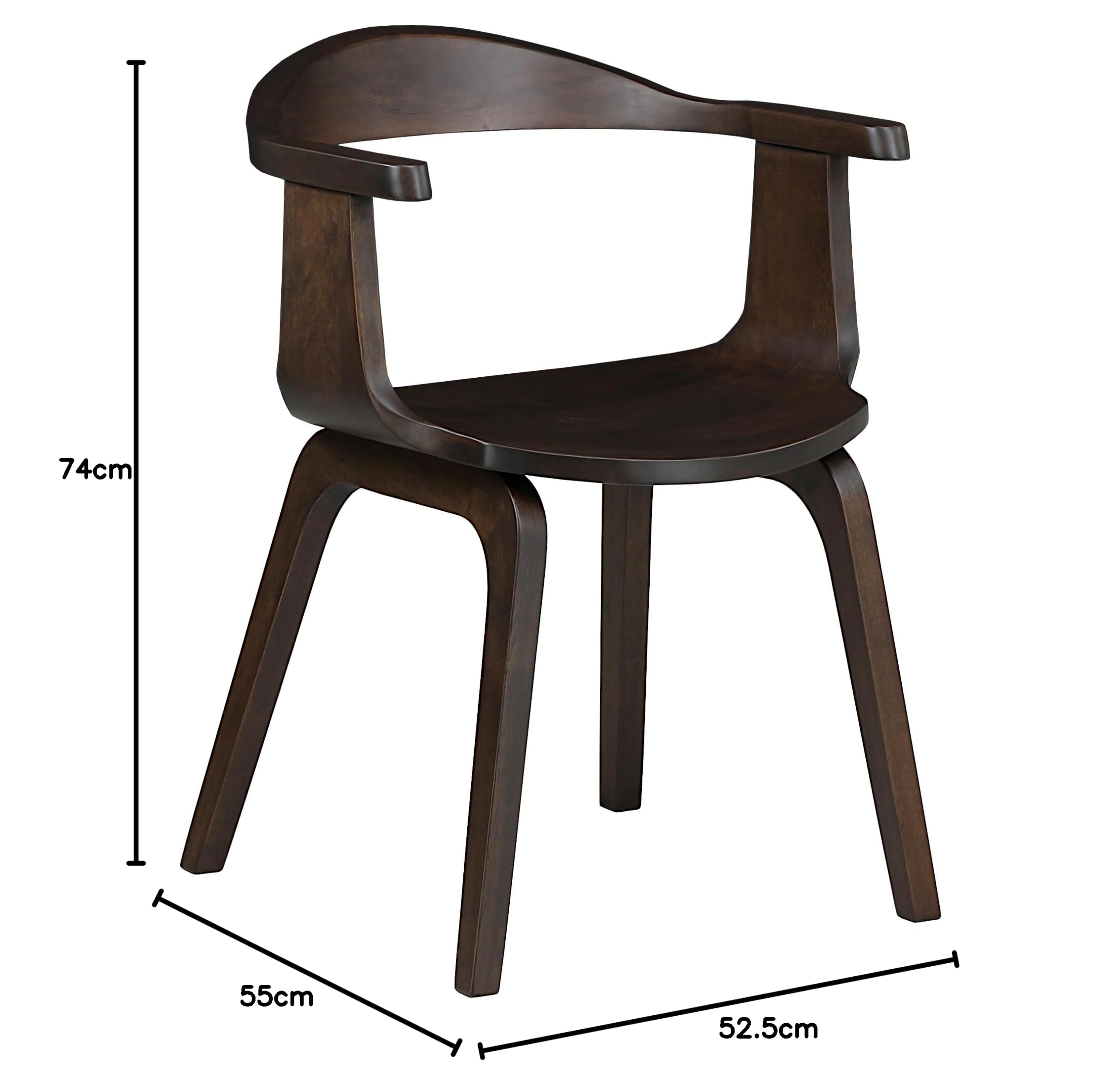 Totò Piccinni Poltroncina Sedia TICINO completamente in pregiato legno massello durevole (Noce, 1)