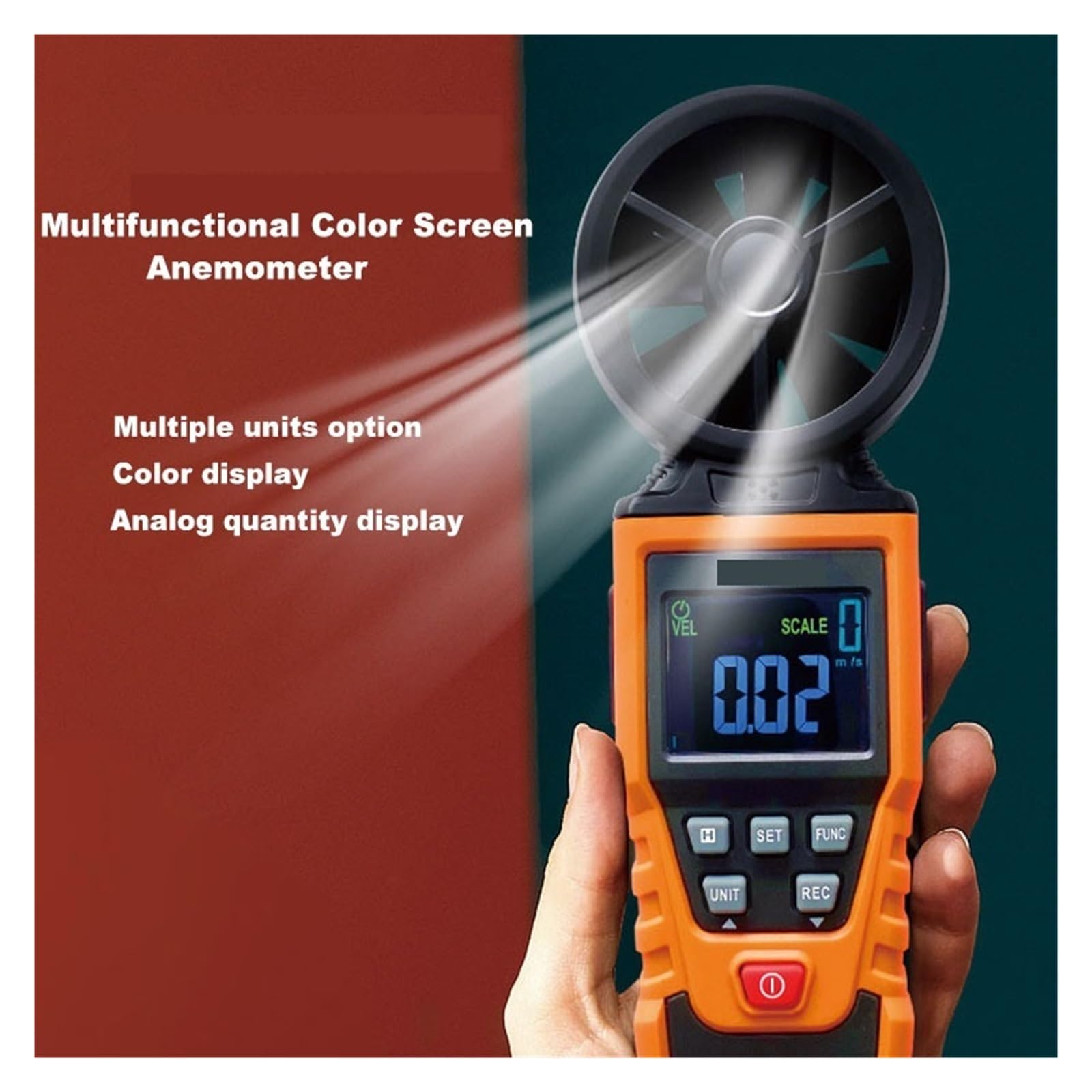 Anemómetro Medidor CFM De Velocidad Del Viento Digital Mano Prueba Medir El Flujo Aire Con Retroiluminación Mediciones Precisas Versátiles(BSD-340A)